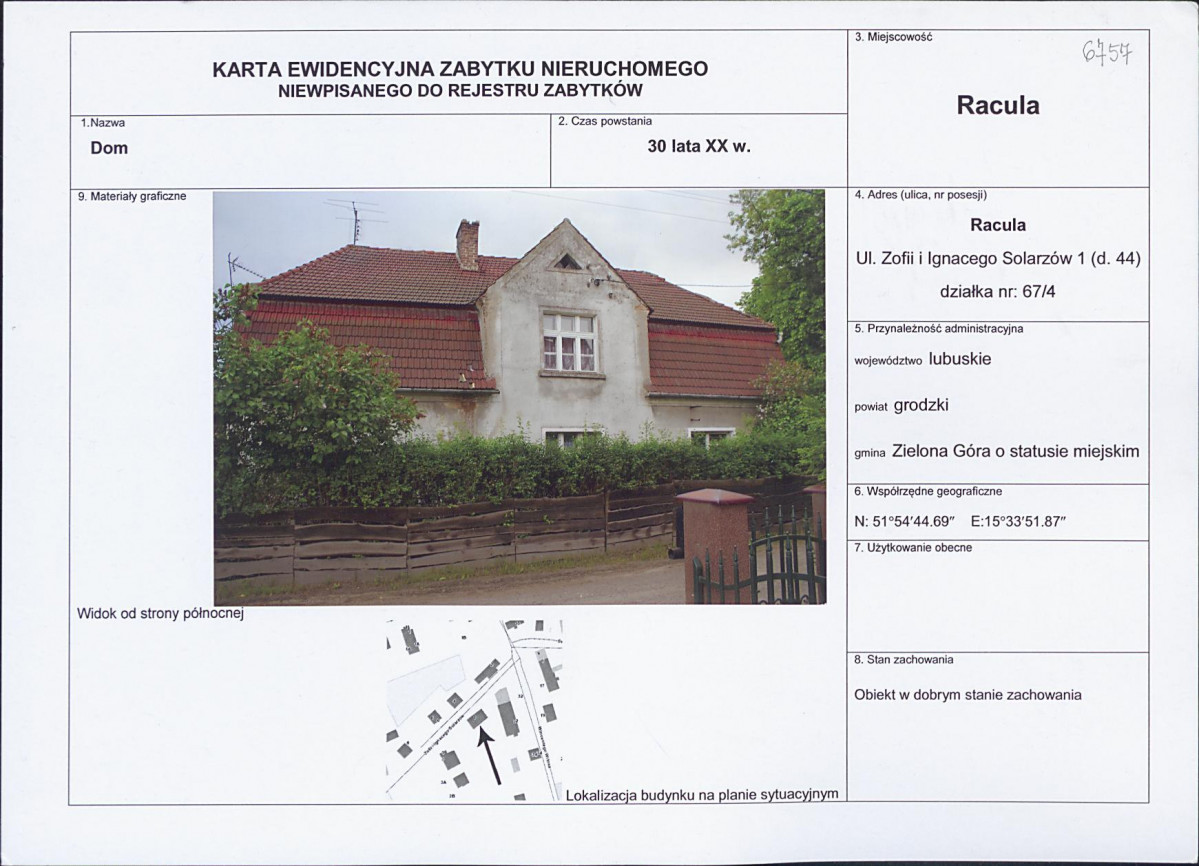 Karta obiektu niewpisanego do rejestru, skan nr 1