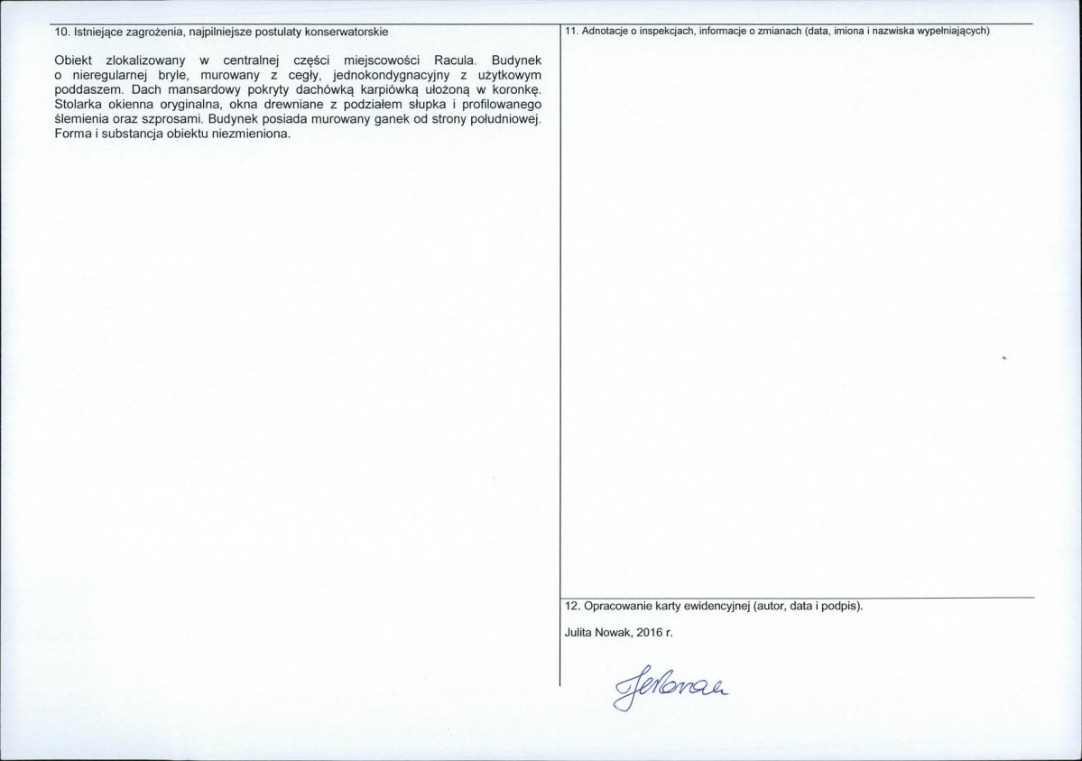 Karta obiektu niewpisanego do rejestru, skan nr 2