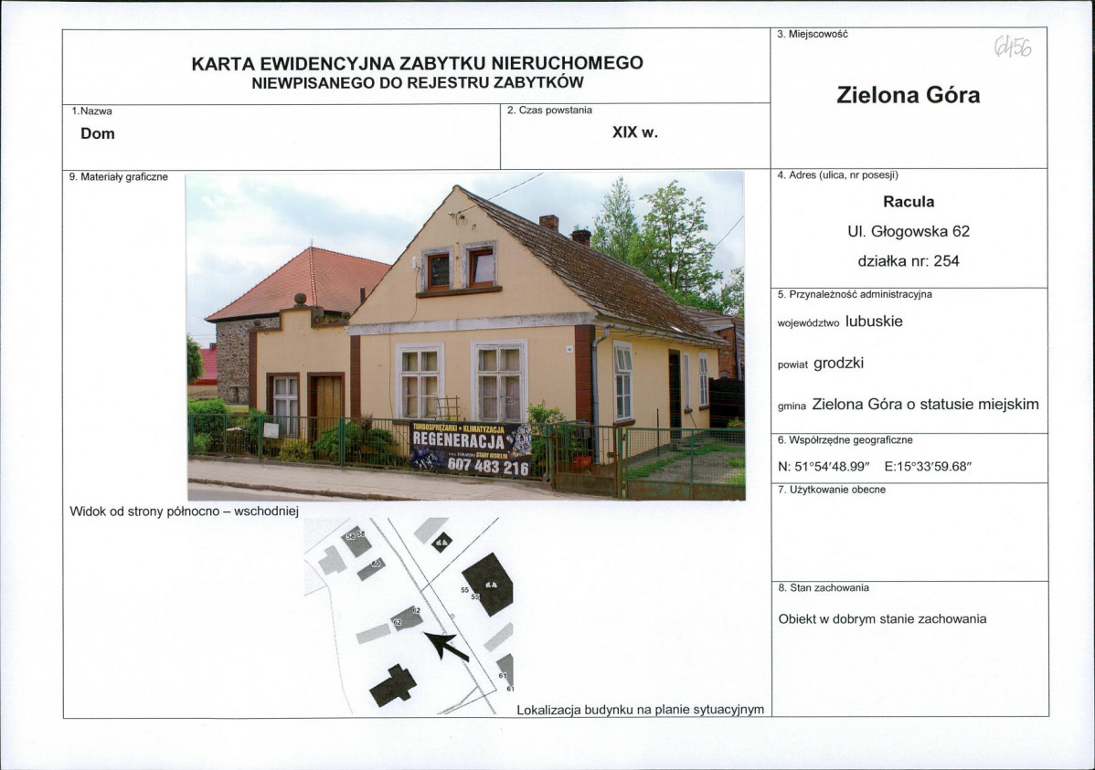 Karta obiektu niewpisanego do rejestru, skan nr 1