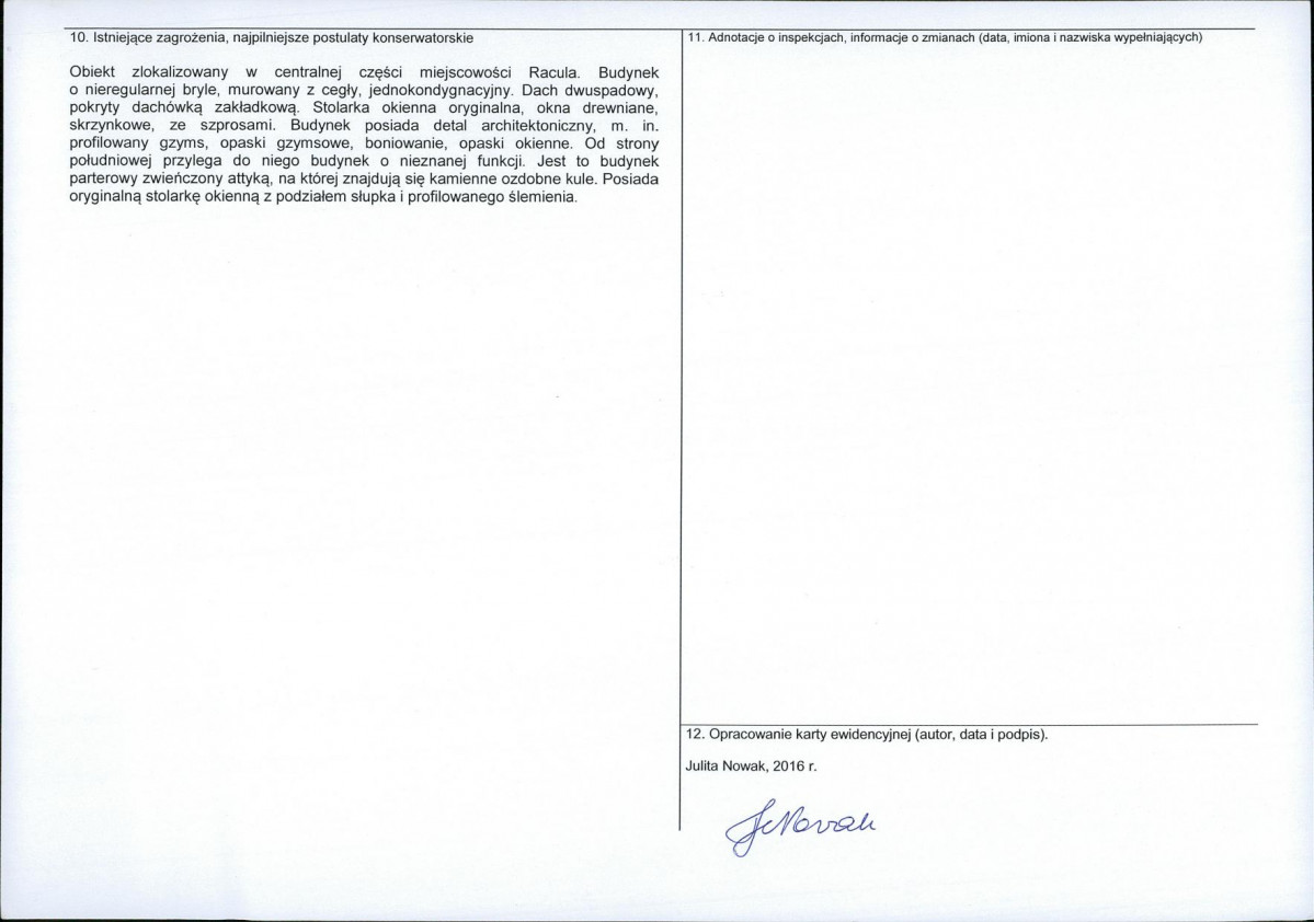 Karta obiektu niewpisanego do rejestru, skan nr 2