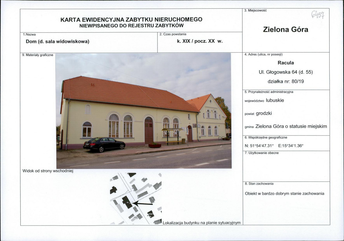 Karta obiektu niewpisanego do rejestru, skan nr 1