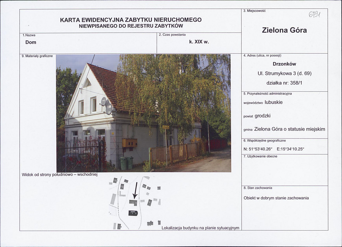 Karta obiektu niewpisanego do rejestru, skan nr 1