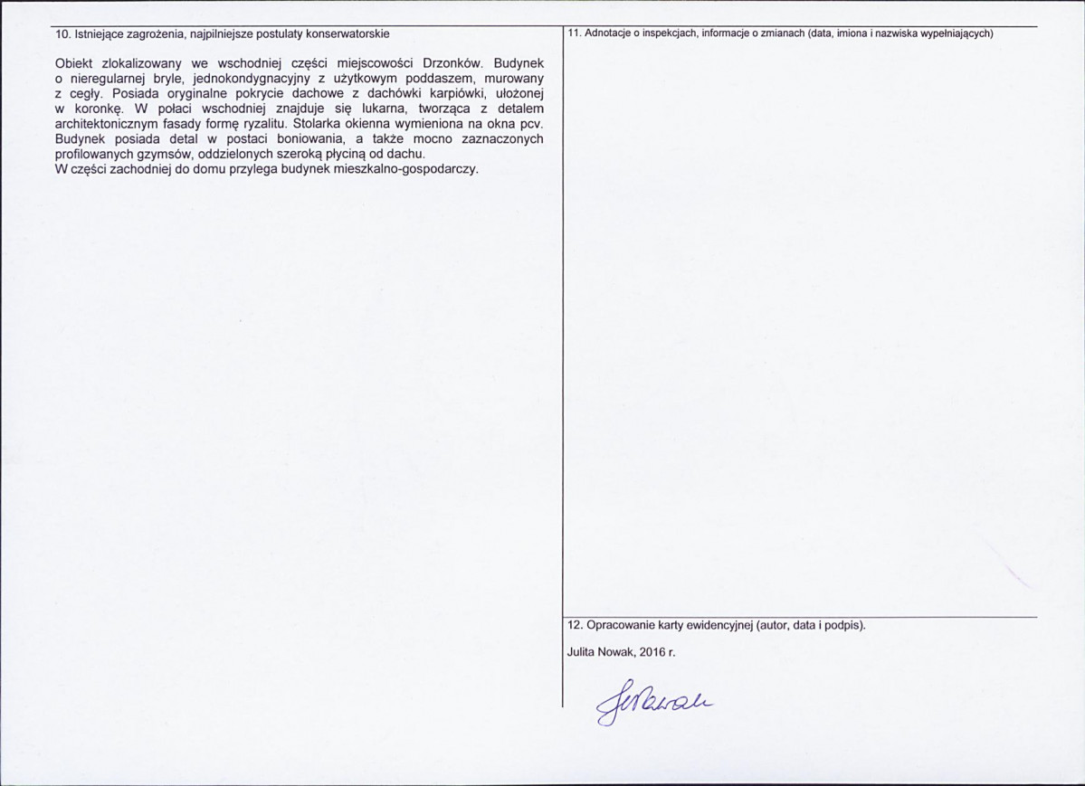 Karta obiektu niewpisanego do rejestru, skan nr 2