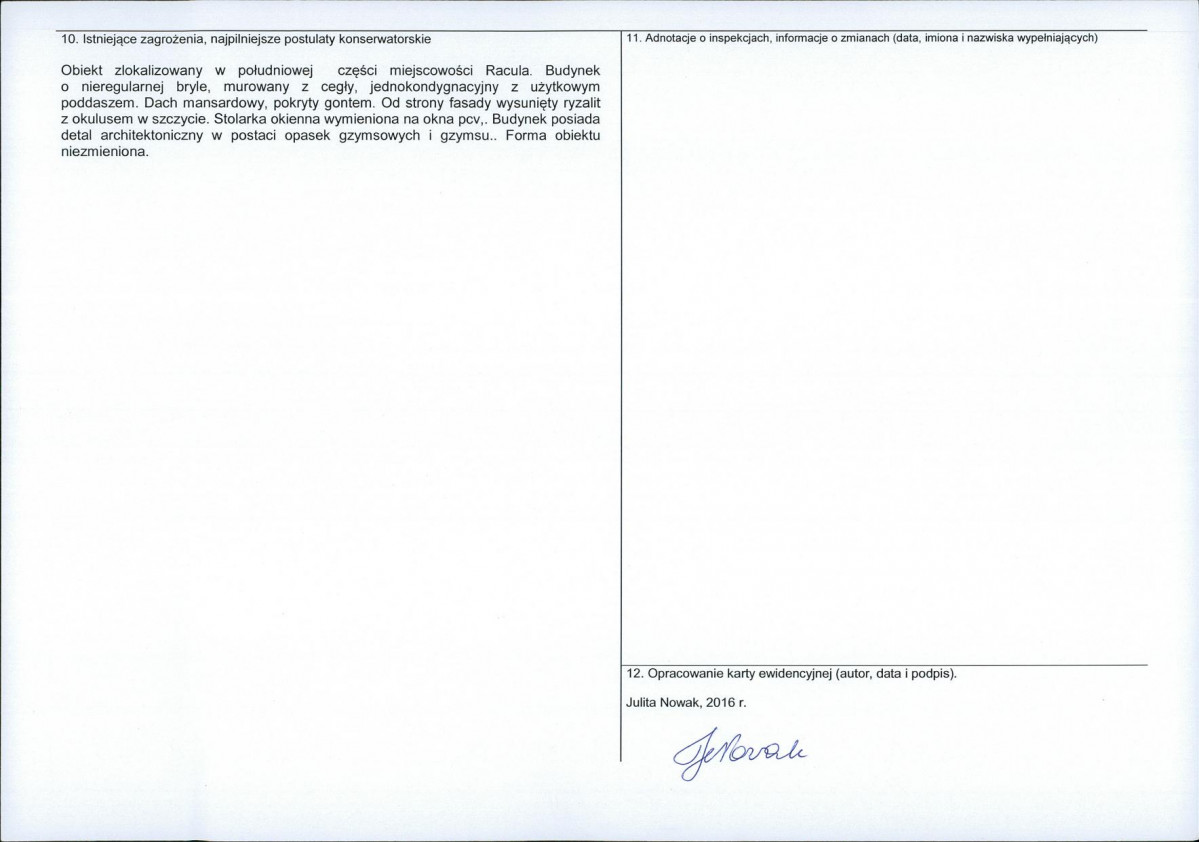 Karta obiektu niewpisanego do rejestru, skan nr 2