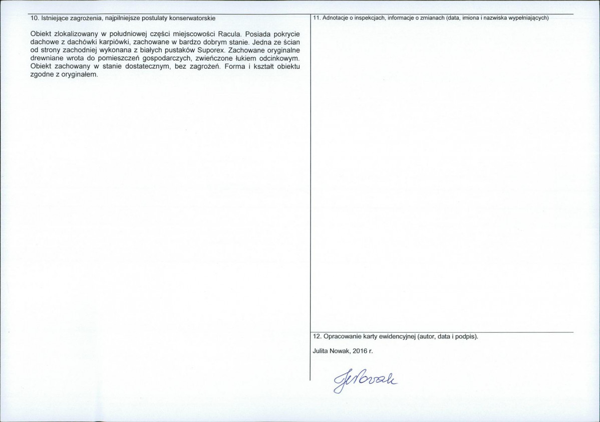 Karta obiektu niewpisanego do rejestru, skan nr 2