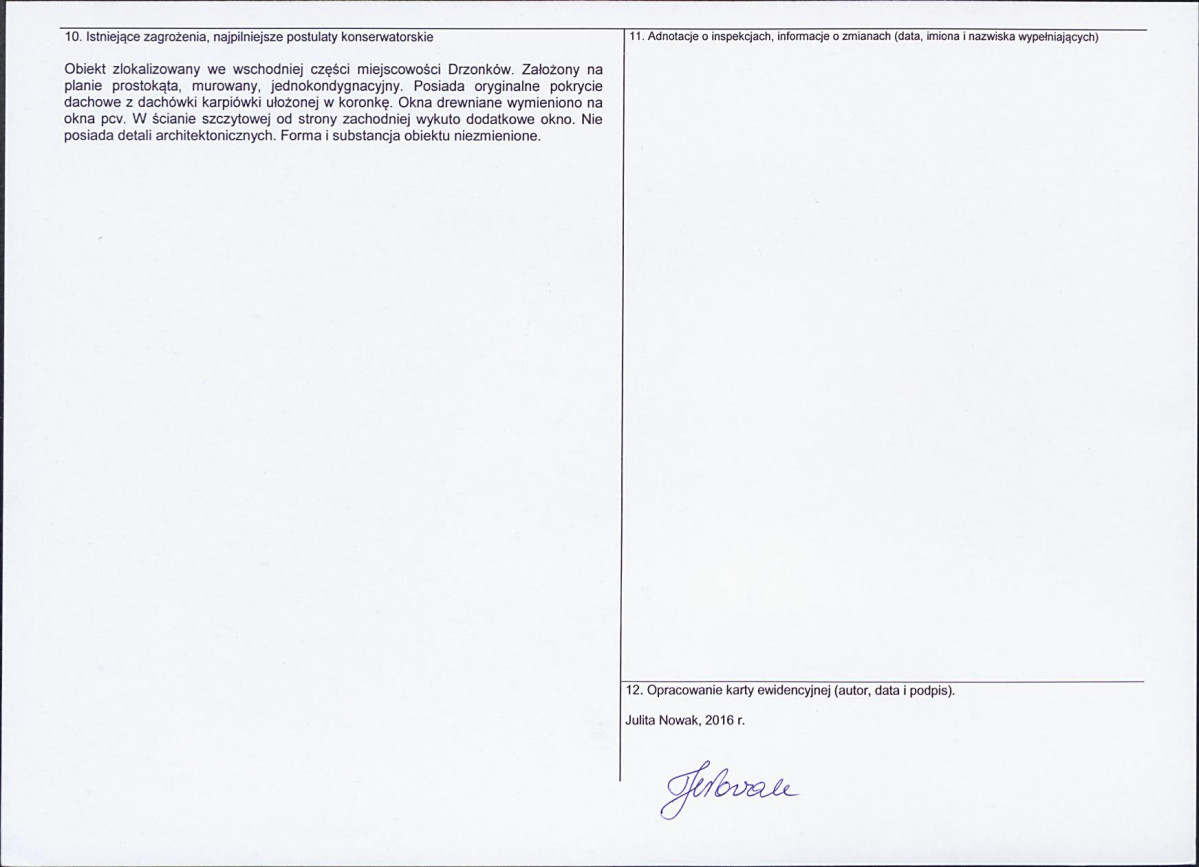 Karta obiektu niewpisanego do rejestru, skan nr 2