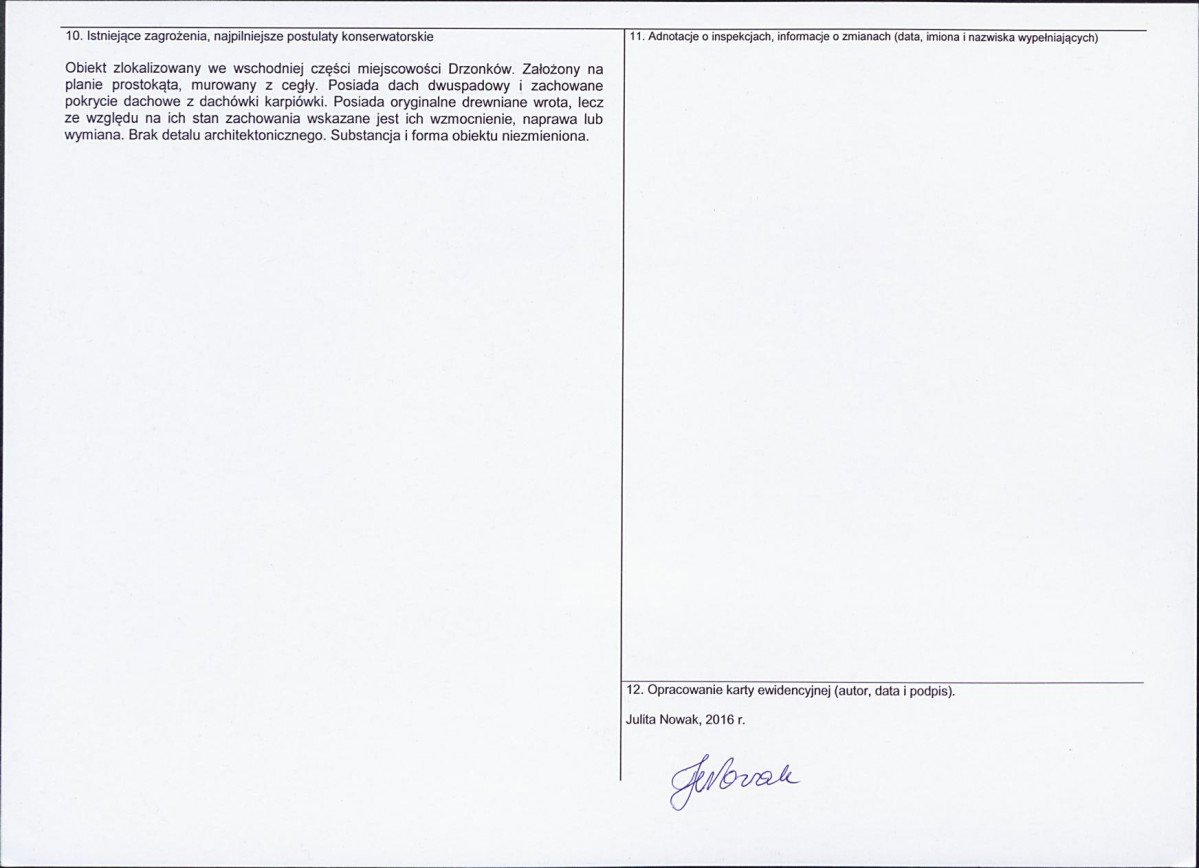 Karta obiektu niewpisanego do rejestru, skan nr 2