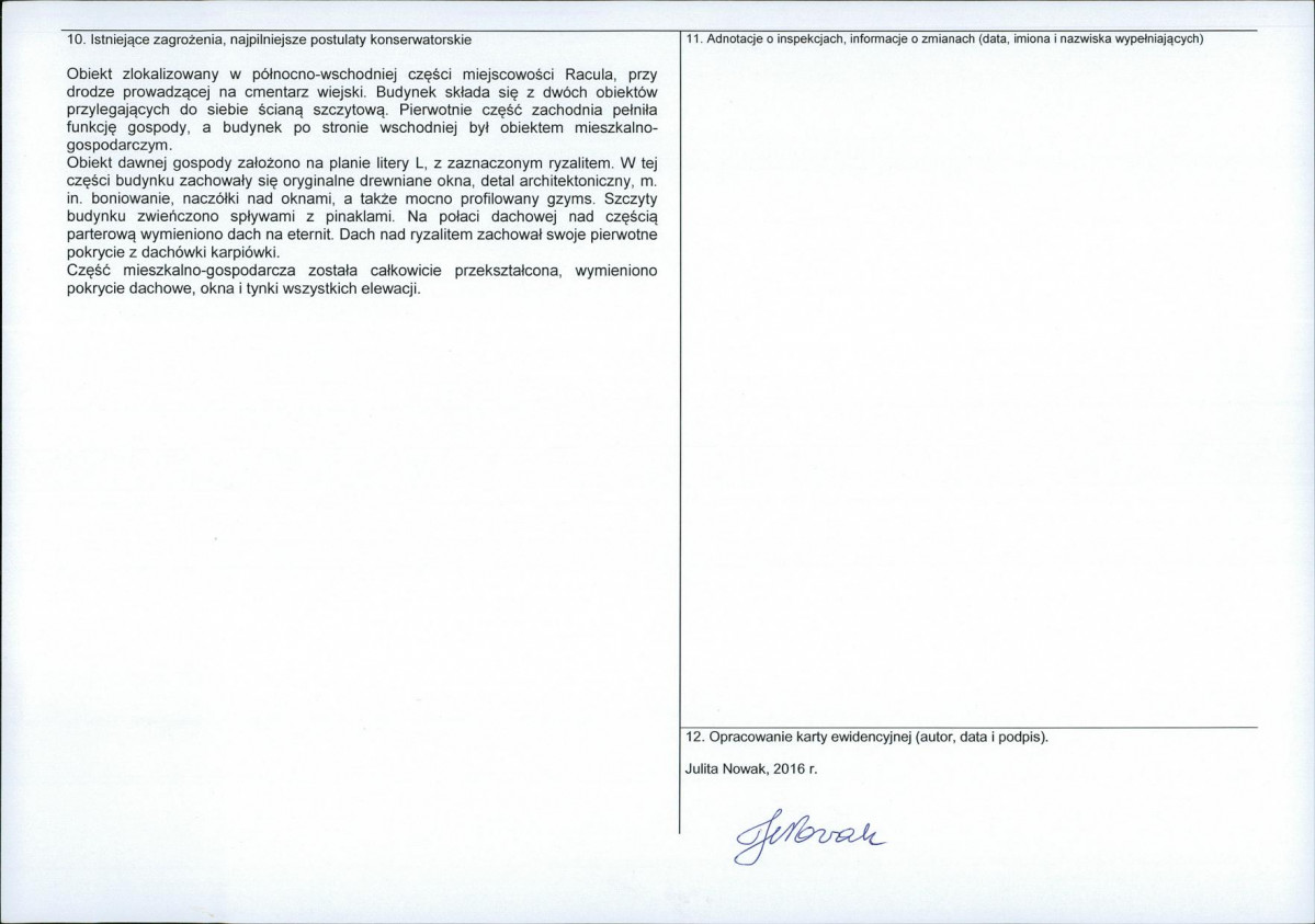 Karta obiektu niewpisanego do rejestru, skan nr 2