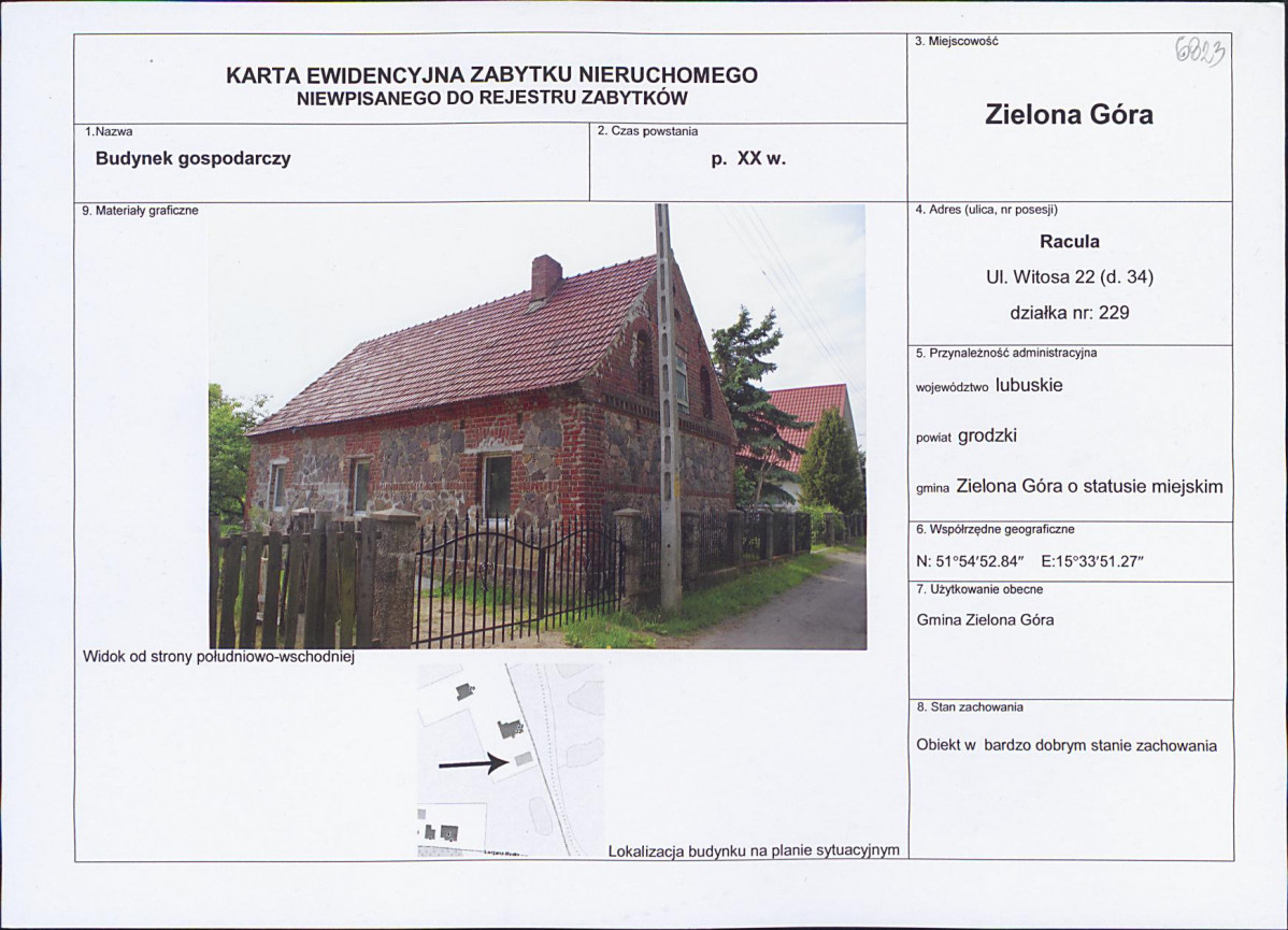 Karta obiektu niewpisanego do rejestru, skan nr 1