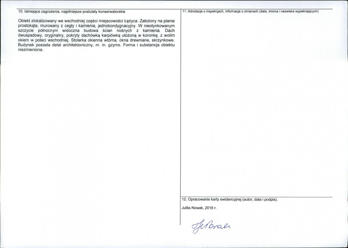 Karta obiektu niewpisanego do rejestru, skan nr 2