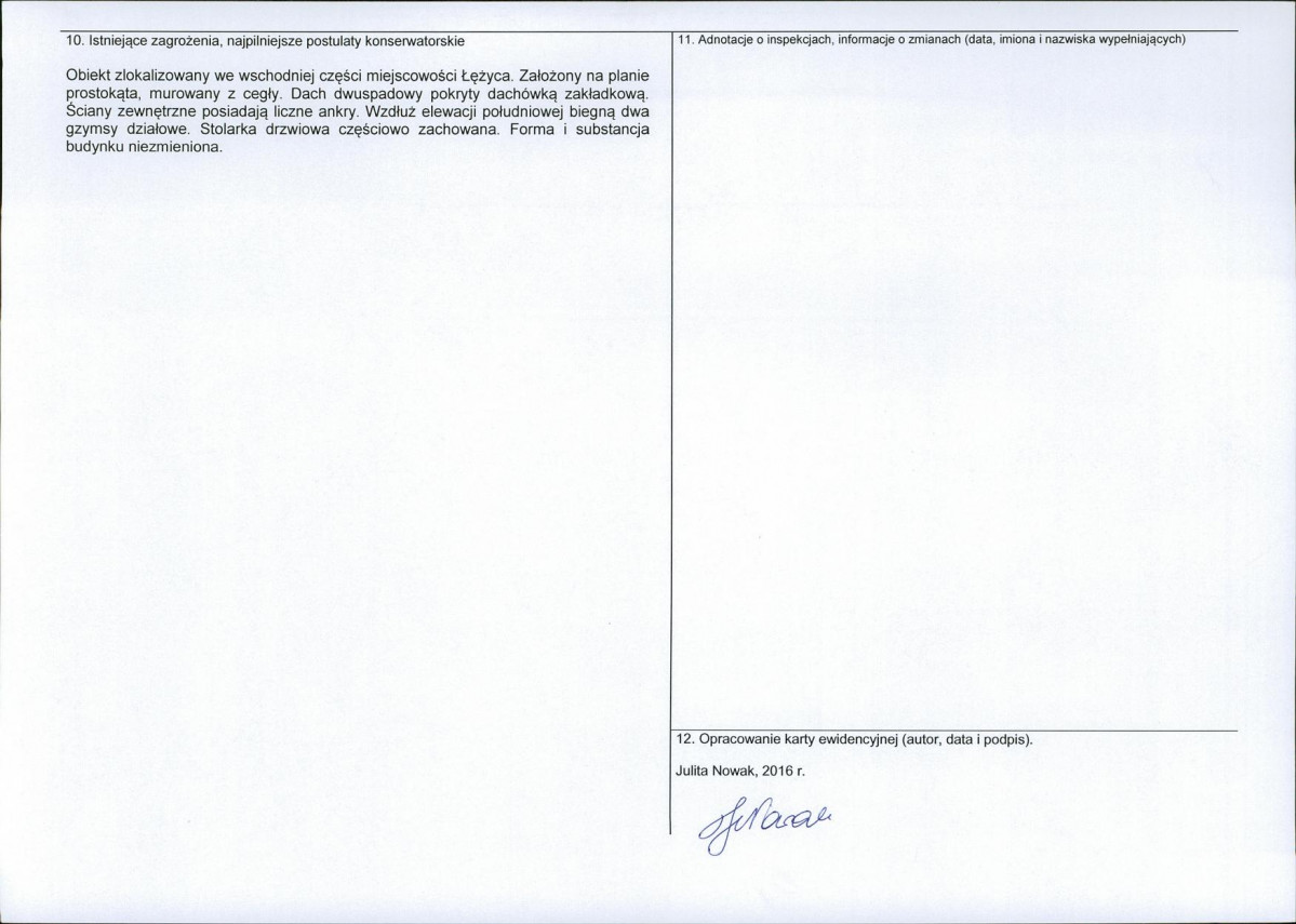 Karta obiektu niewpisanego do rejestru, skan nr 2
