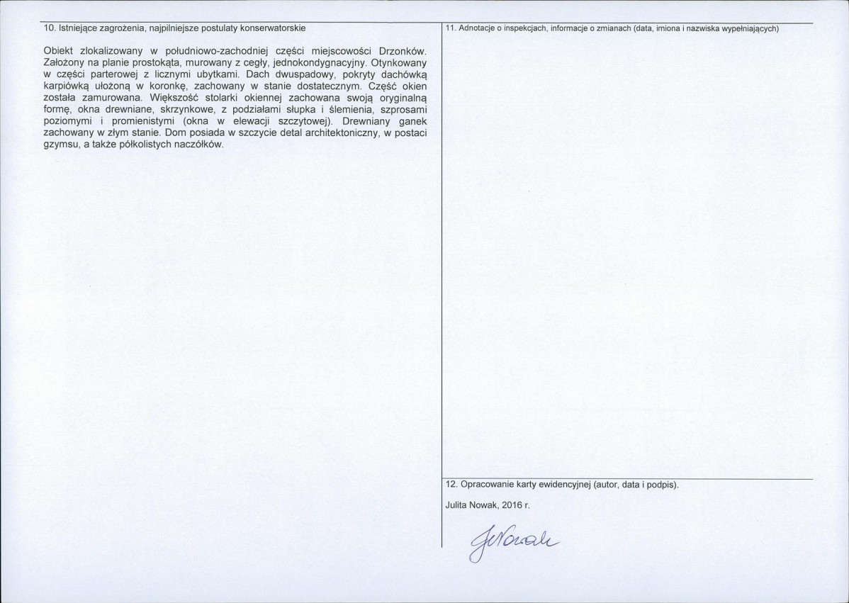 Karta obiektu niewpisanego do rejestru, skan nr 2