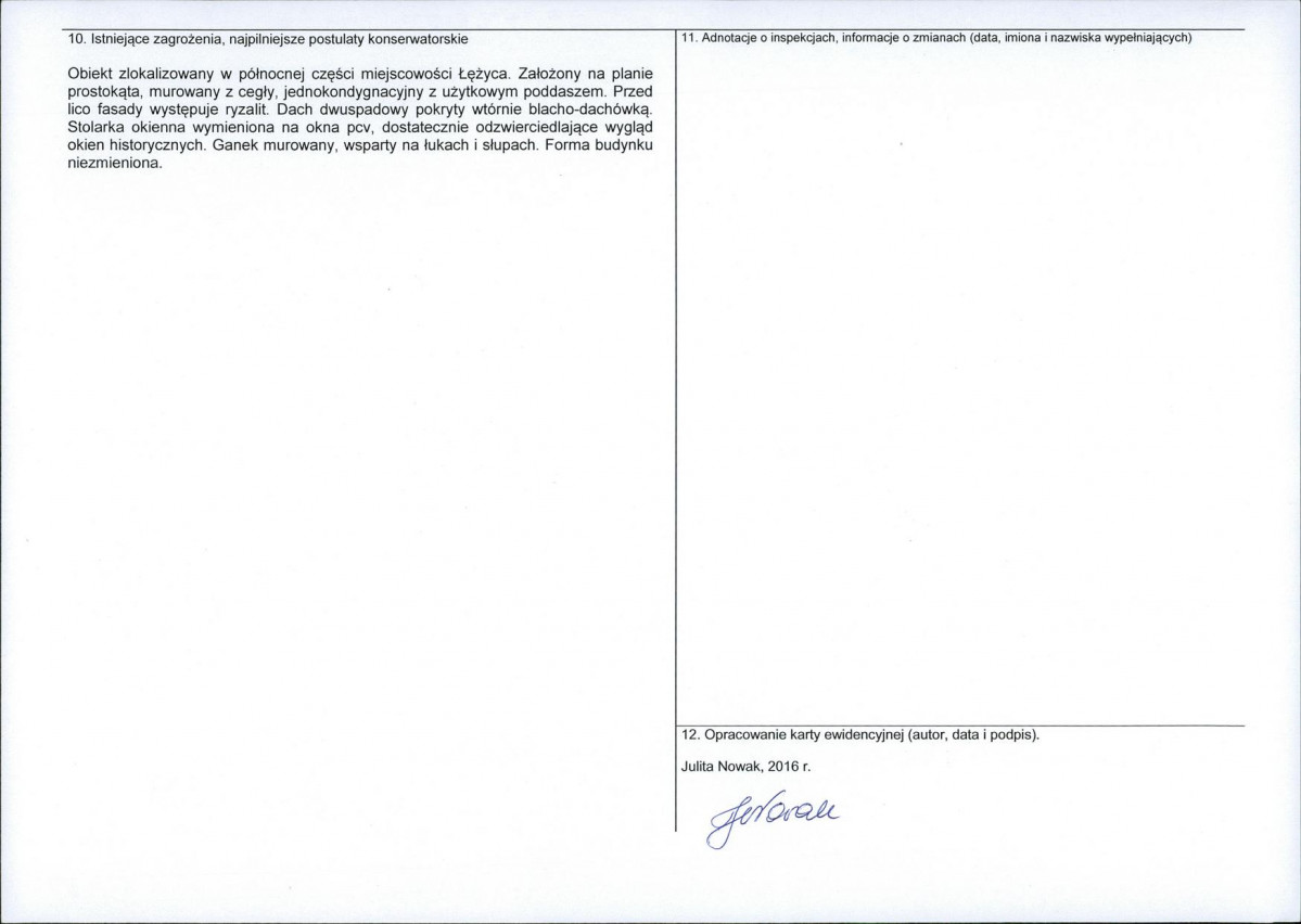 Karta obiektu niewpisanego do rejestru, skan nr 2