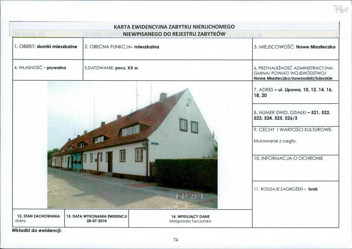 Karta obiektu niewpisanego do rejestru, skan nr 1
