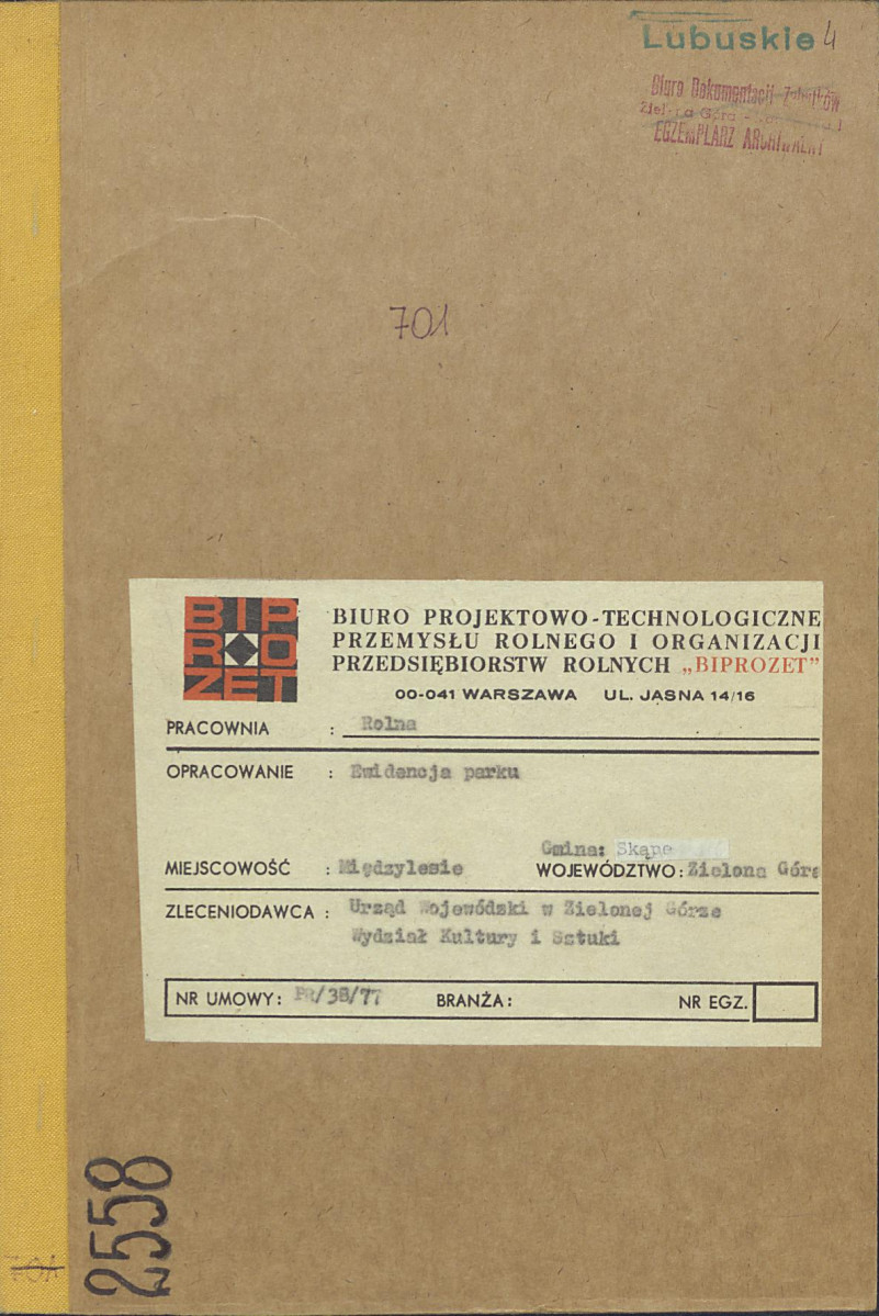 EP - Ewidencja parkowa, skan nr 1