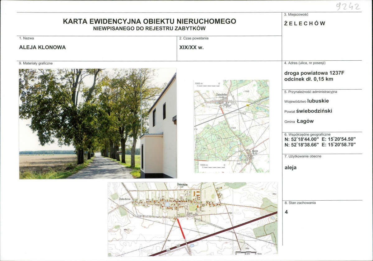 Karta obiektu niewpisanego do rejestru, skan nr 1