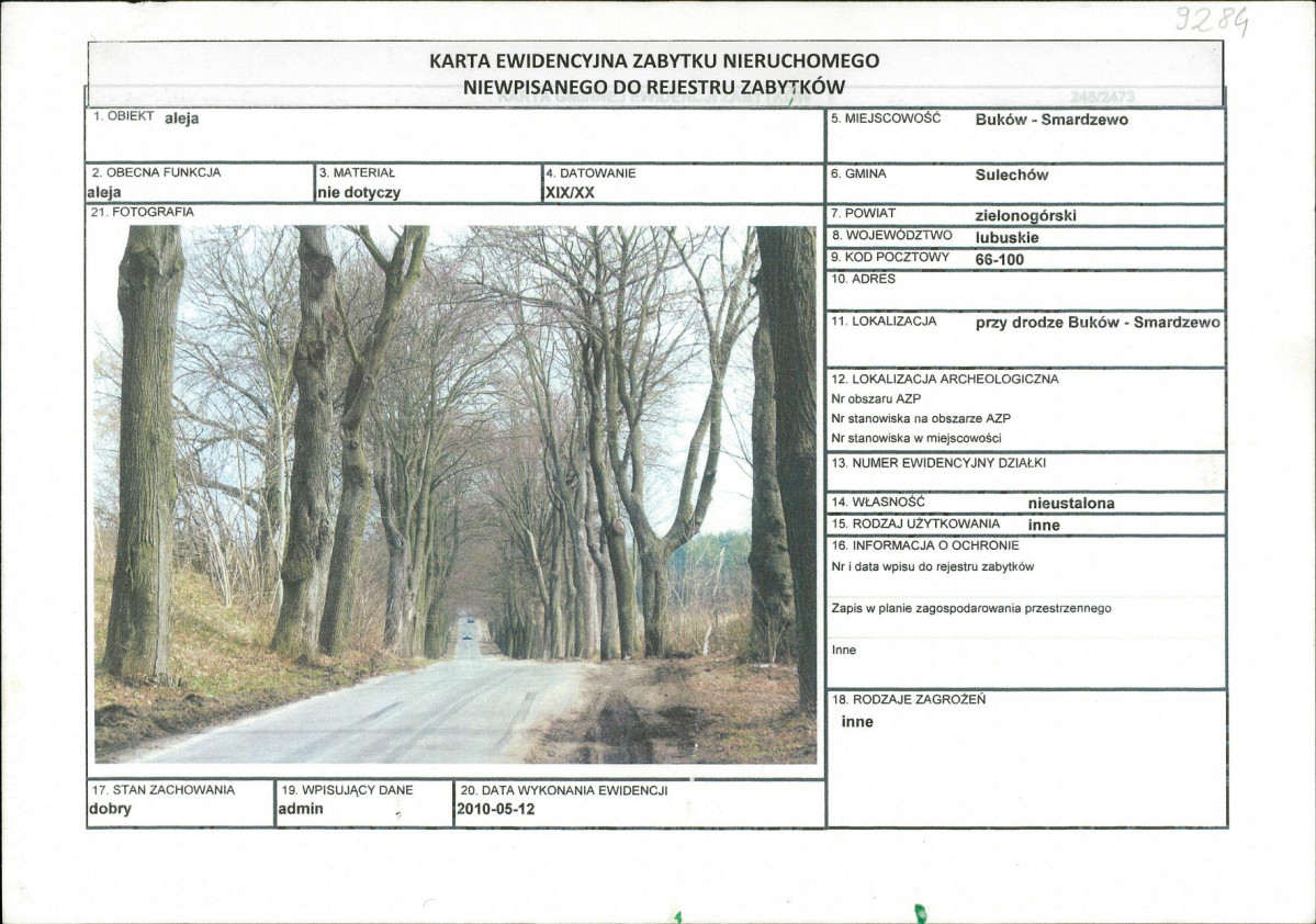 KEZN - Karta obiektu niewpisanego do rejestru, skan nr 1