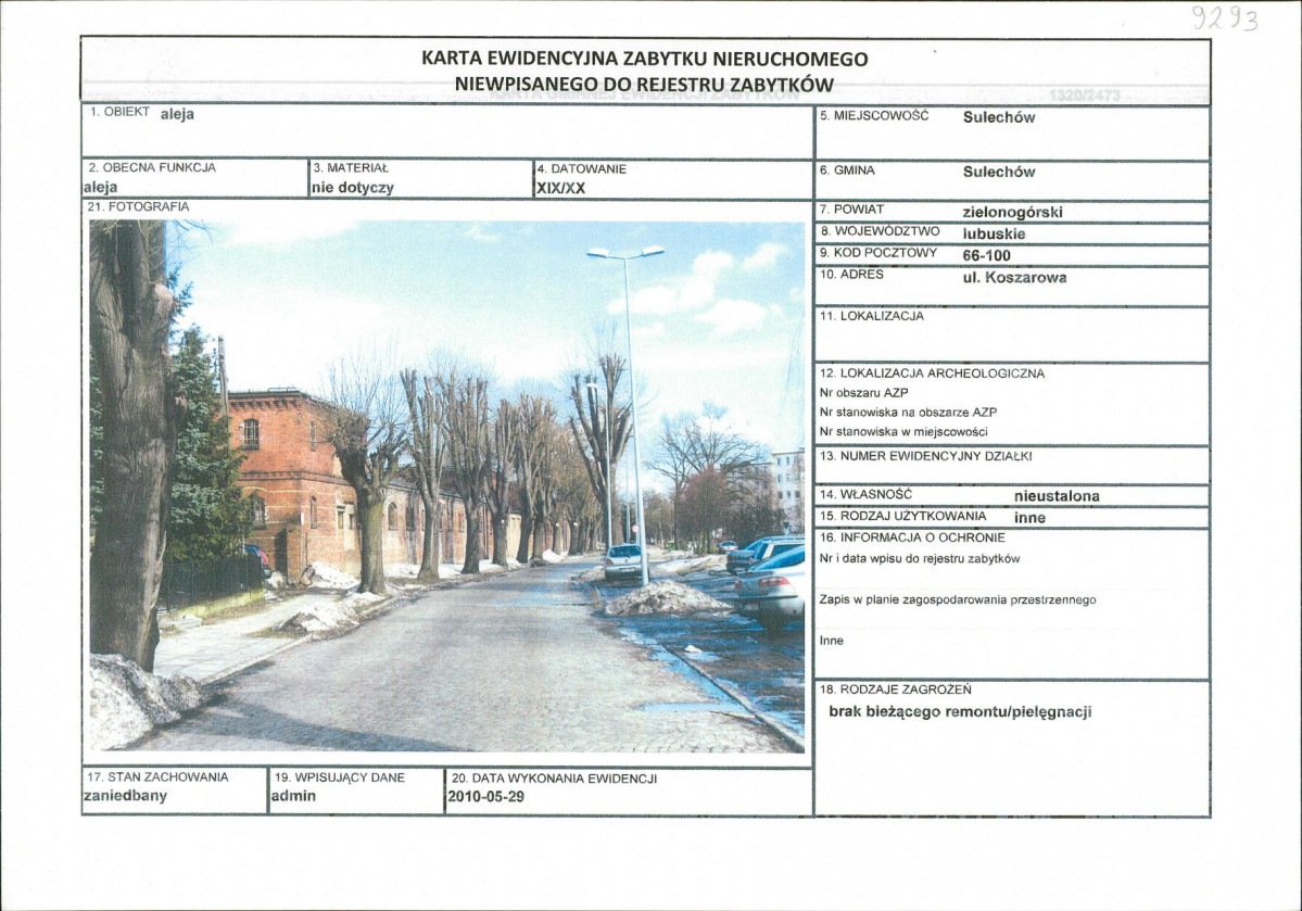 KEZN - Karta obiektu niewpisanego do rejestru, skan nr 1