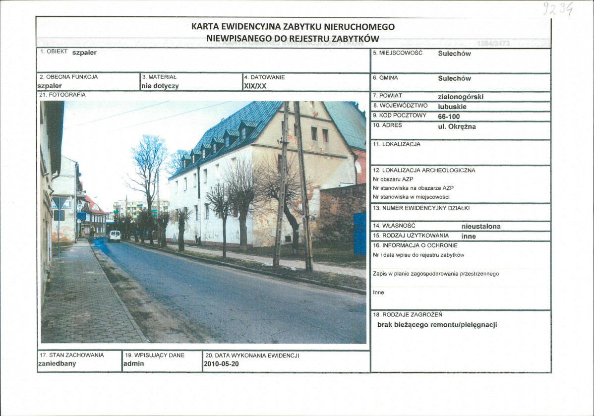 KEZN - Karta obiektu niewpisanego do rejestru, skan nr 1