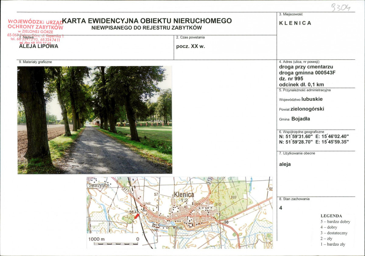 Karta obiektu niewpisanego do rejestru, skan nr 1