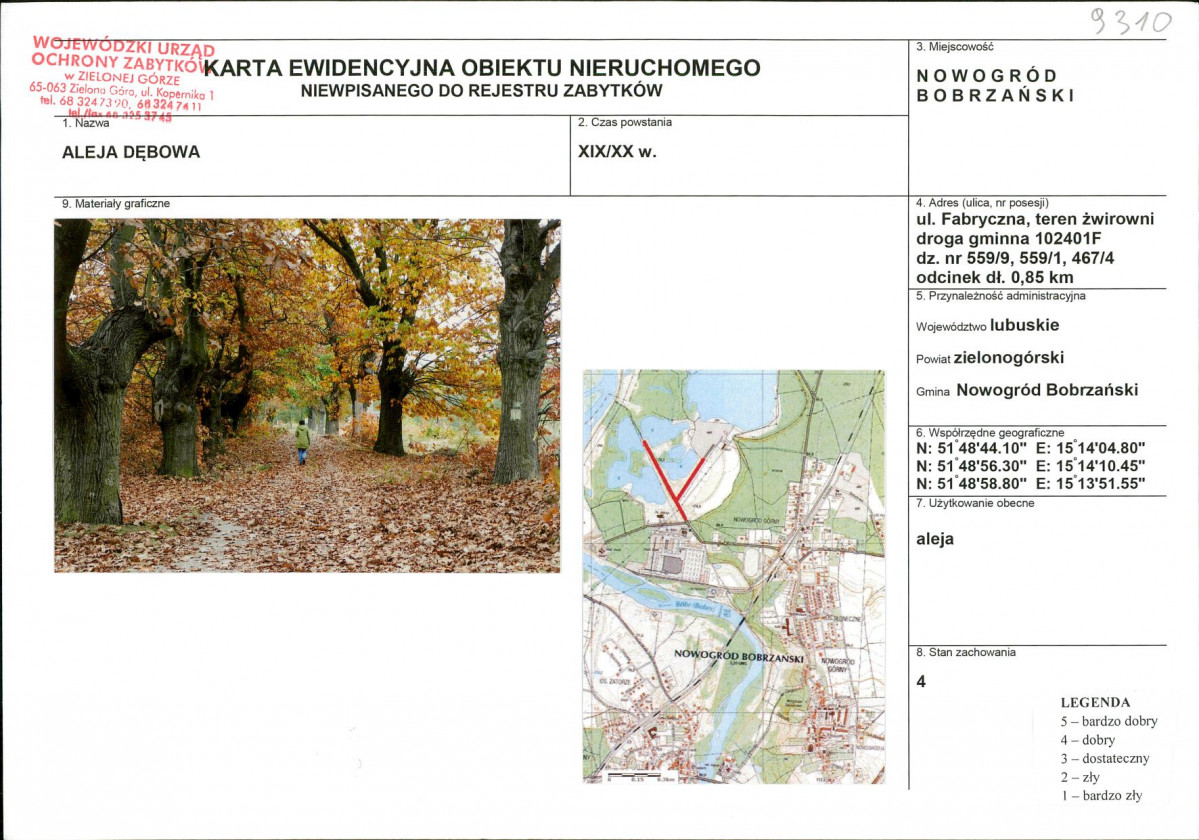 Karta obiektu niewpisanego do rejestru, skan nr 1