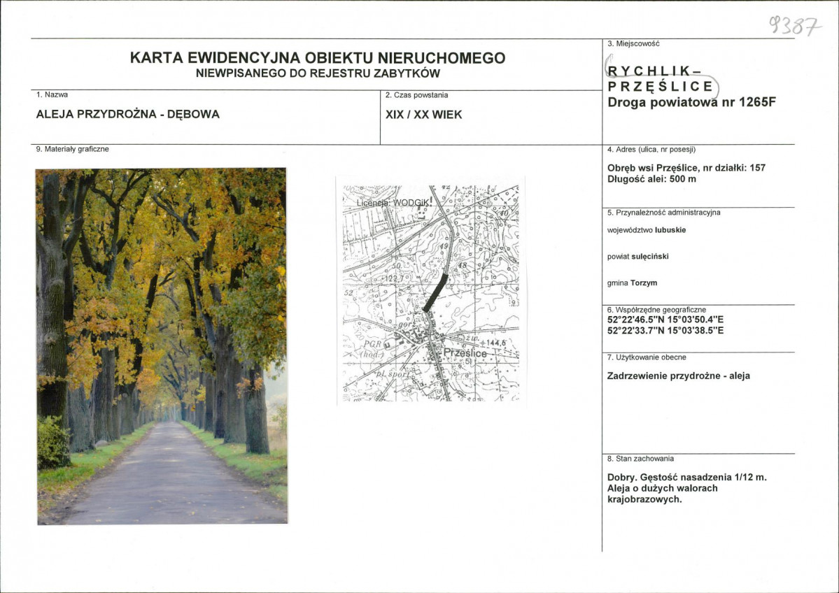 Karta obiektu niewpisanego do rejestru, skan nr 1