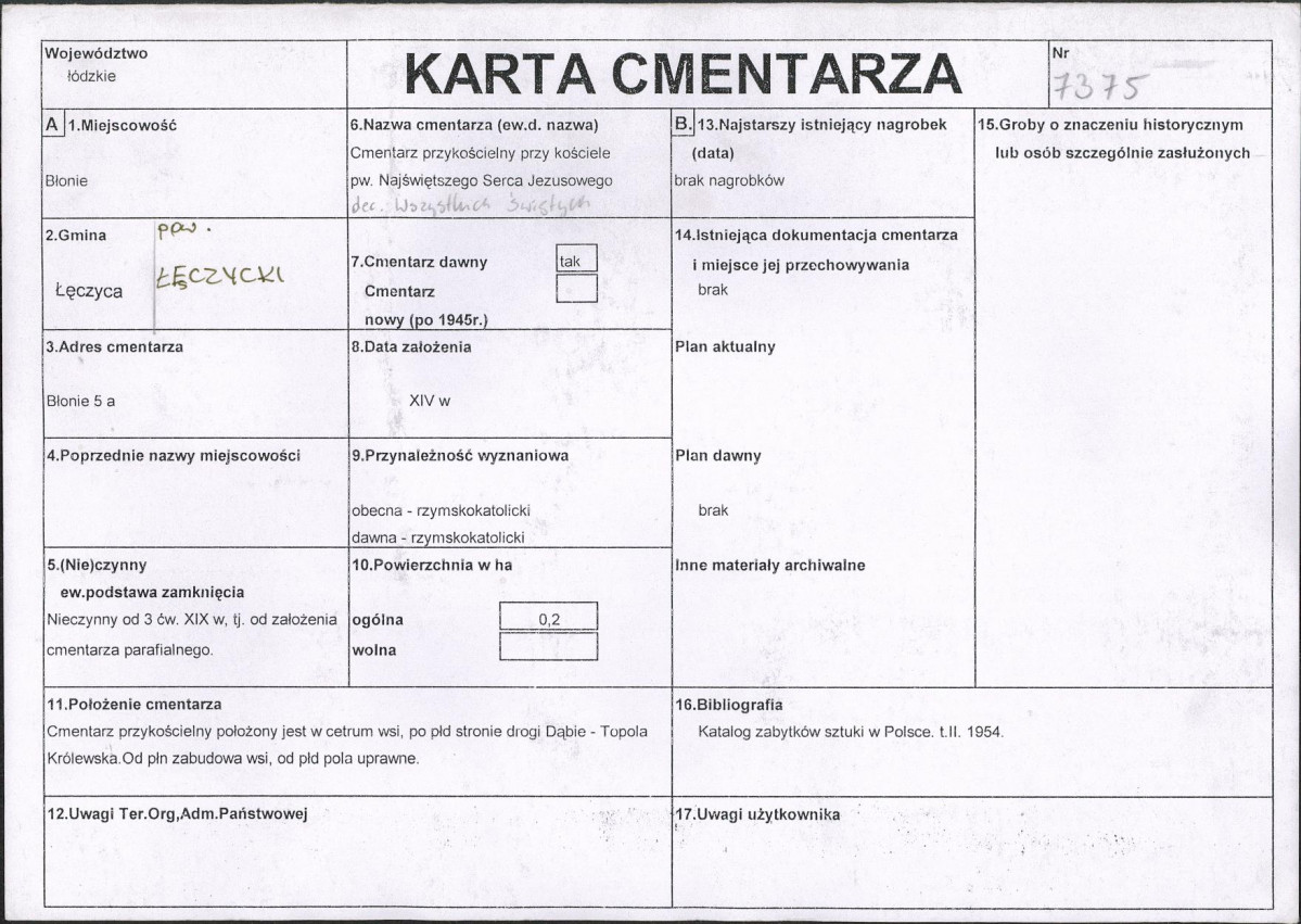 Karta cmentarza, skan nr 1