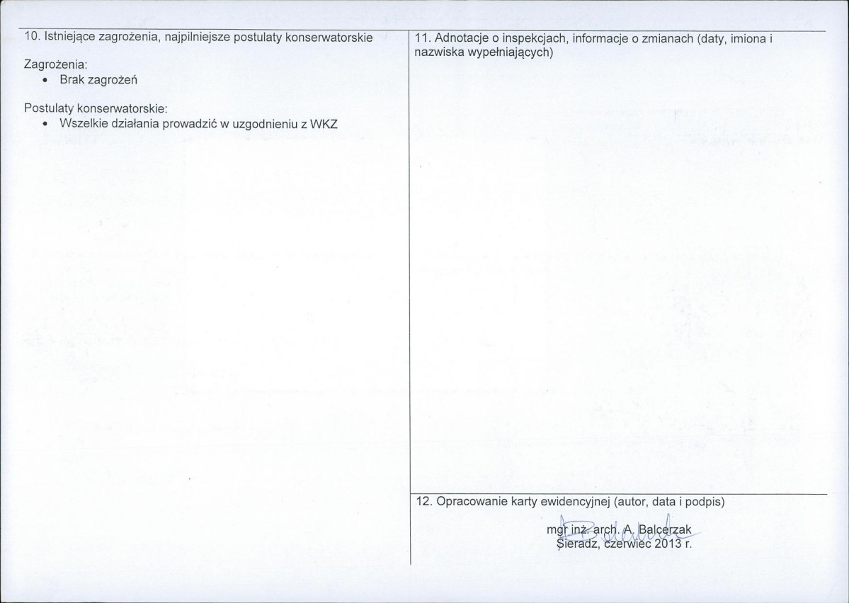 Karta obiektu niewpisanego do rejestru, skan nr 2