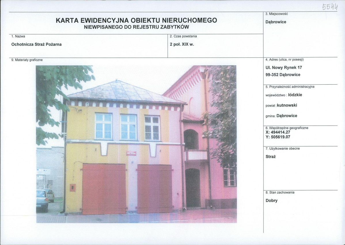 Karta obiektu niewpisanego do rejestru, skan nr 1