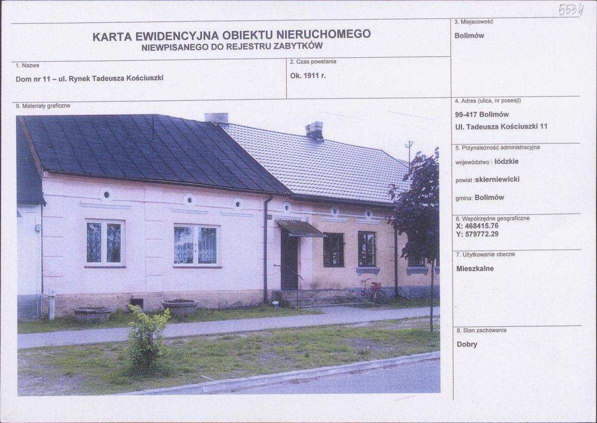 Karta obiektu niewpisanego do rejestru, skan nr 1