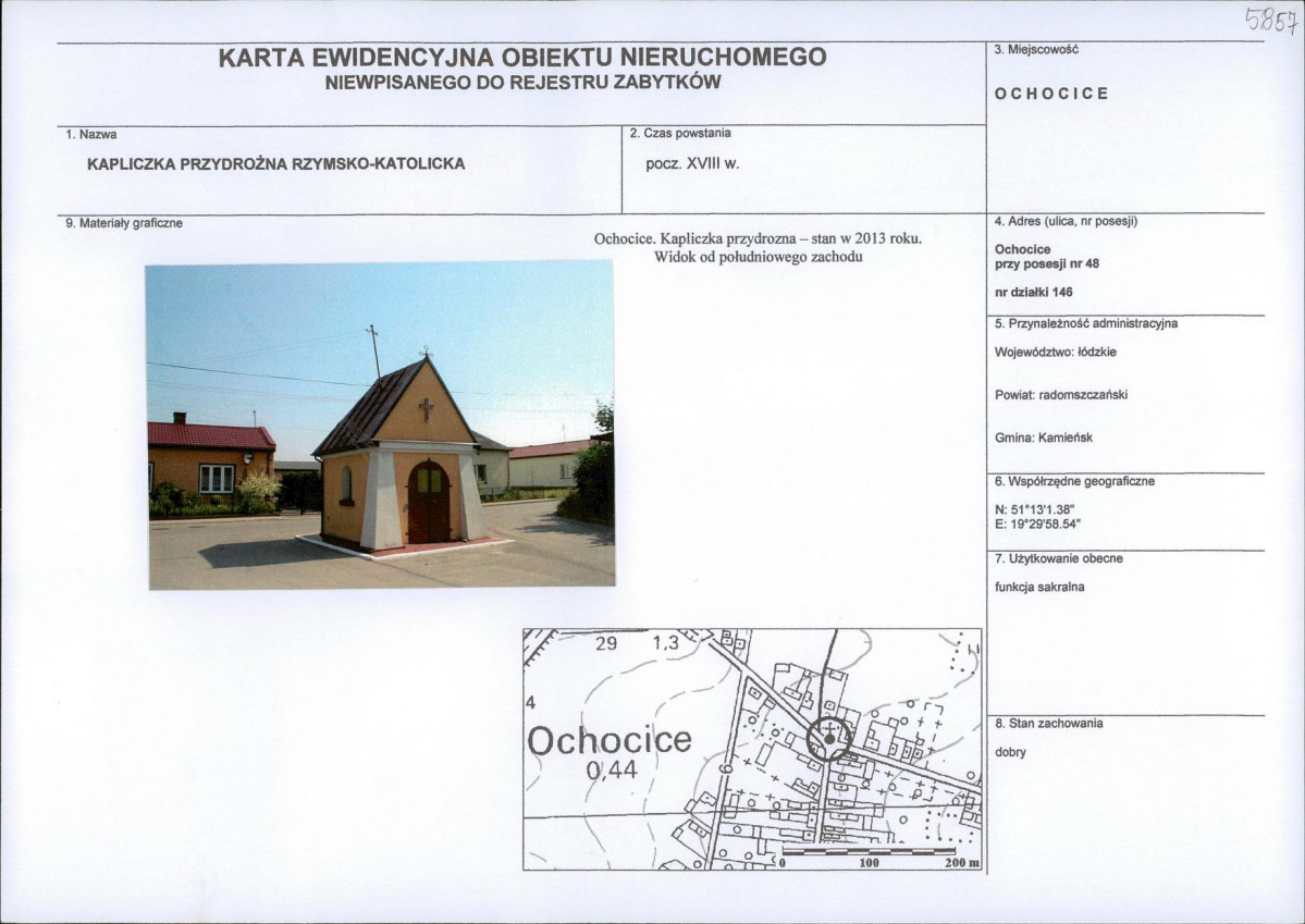 Karta obiektu niewpisanego do rejestru, skan nr 1