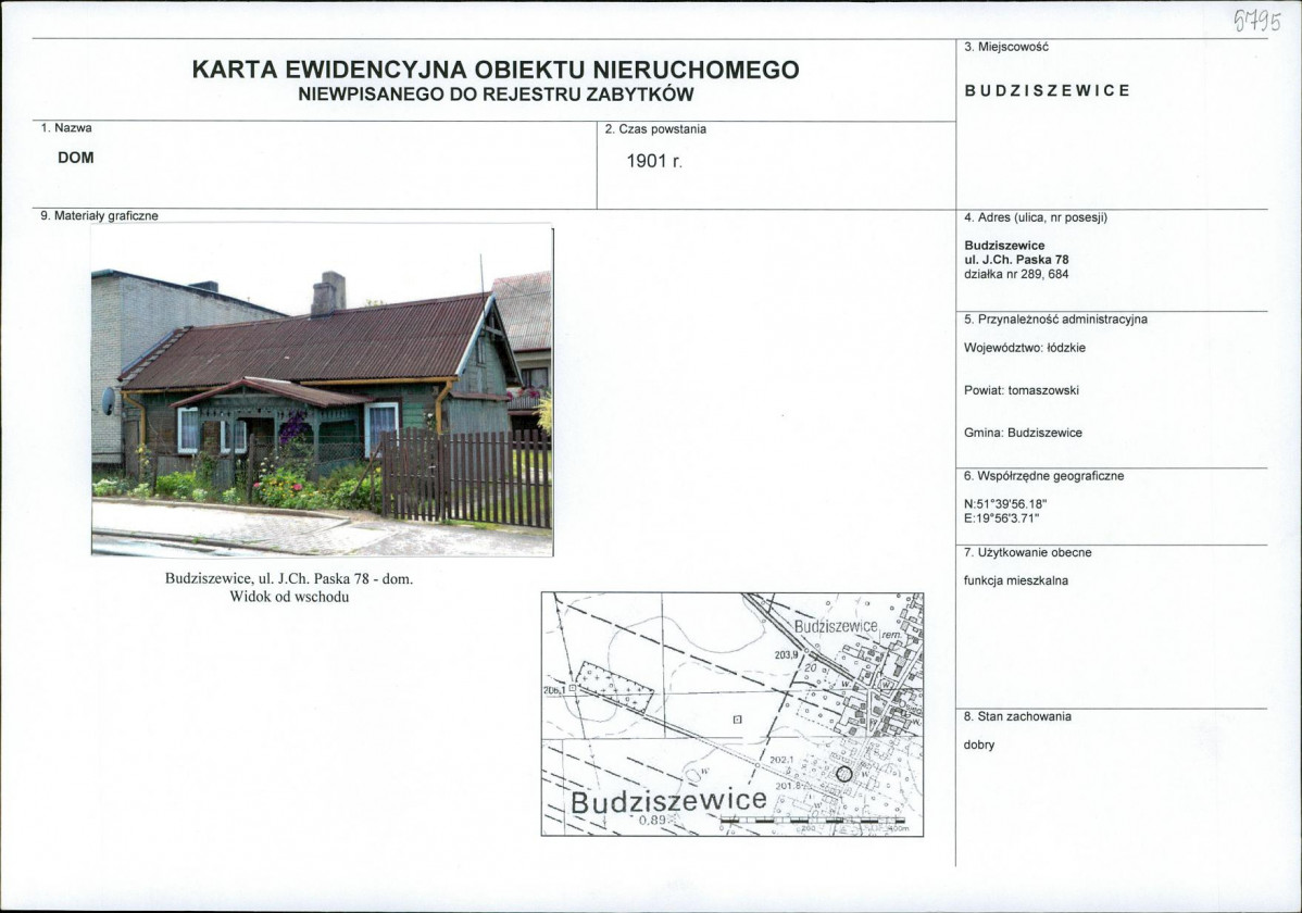 Karta obiektu niewpisanego do rejestru, skan nr 1