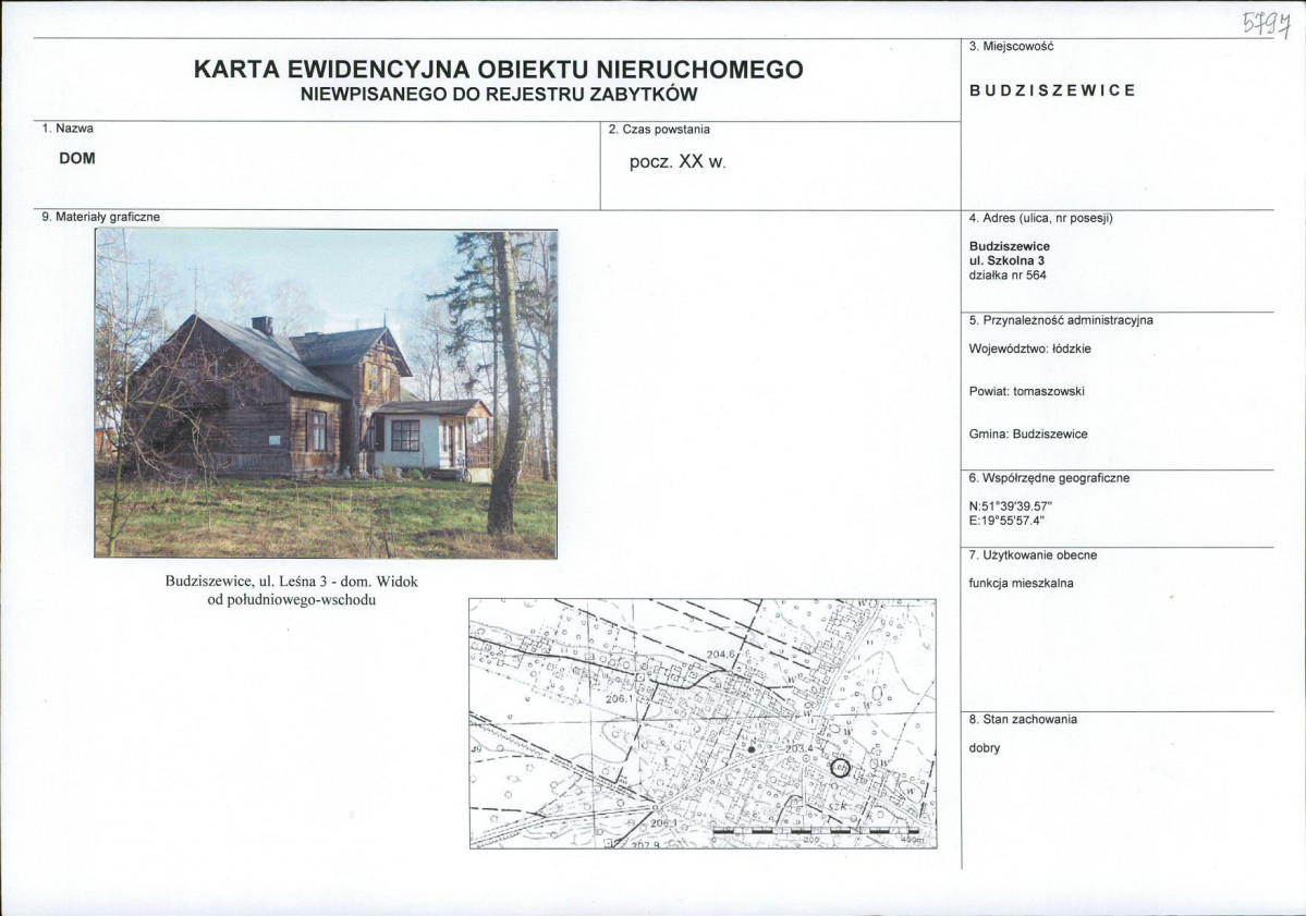 Karta obiektu niewpisanego do rejestru, skan nr 1