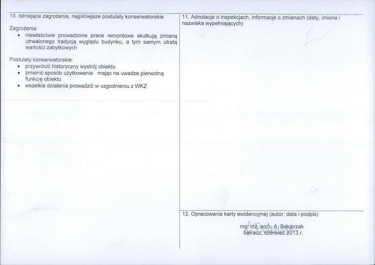 Karta obiektu niewpisanego do rejestru, skan nr 2