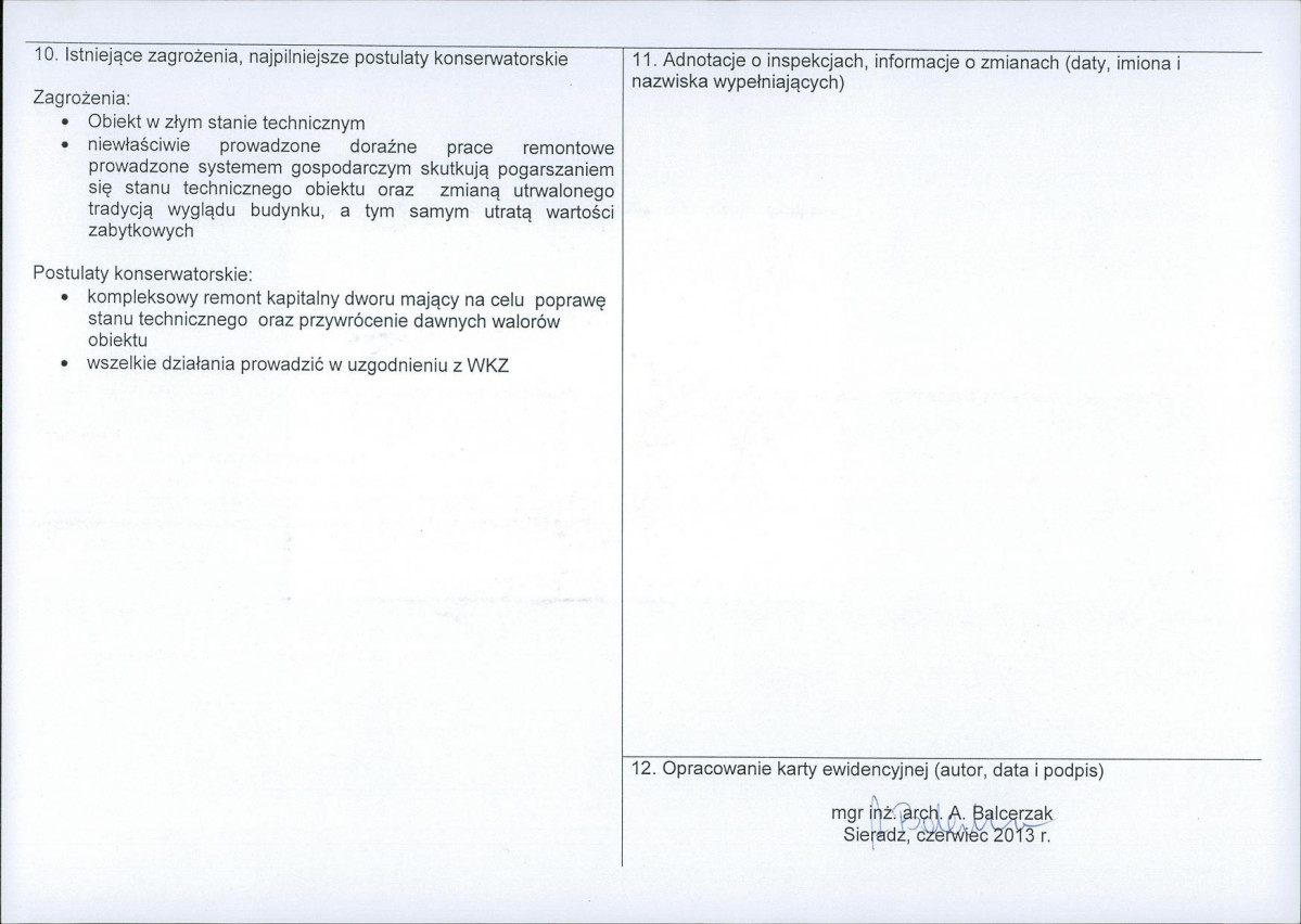Karta obiektu niewpisanego do rejestru, skan nr 2