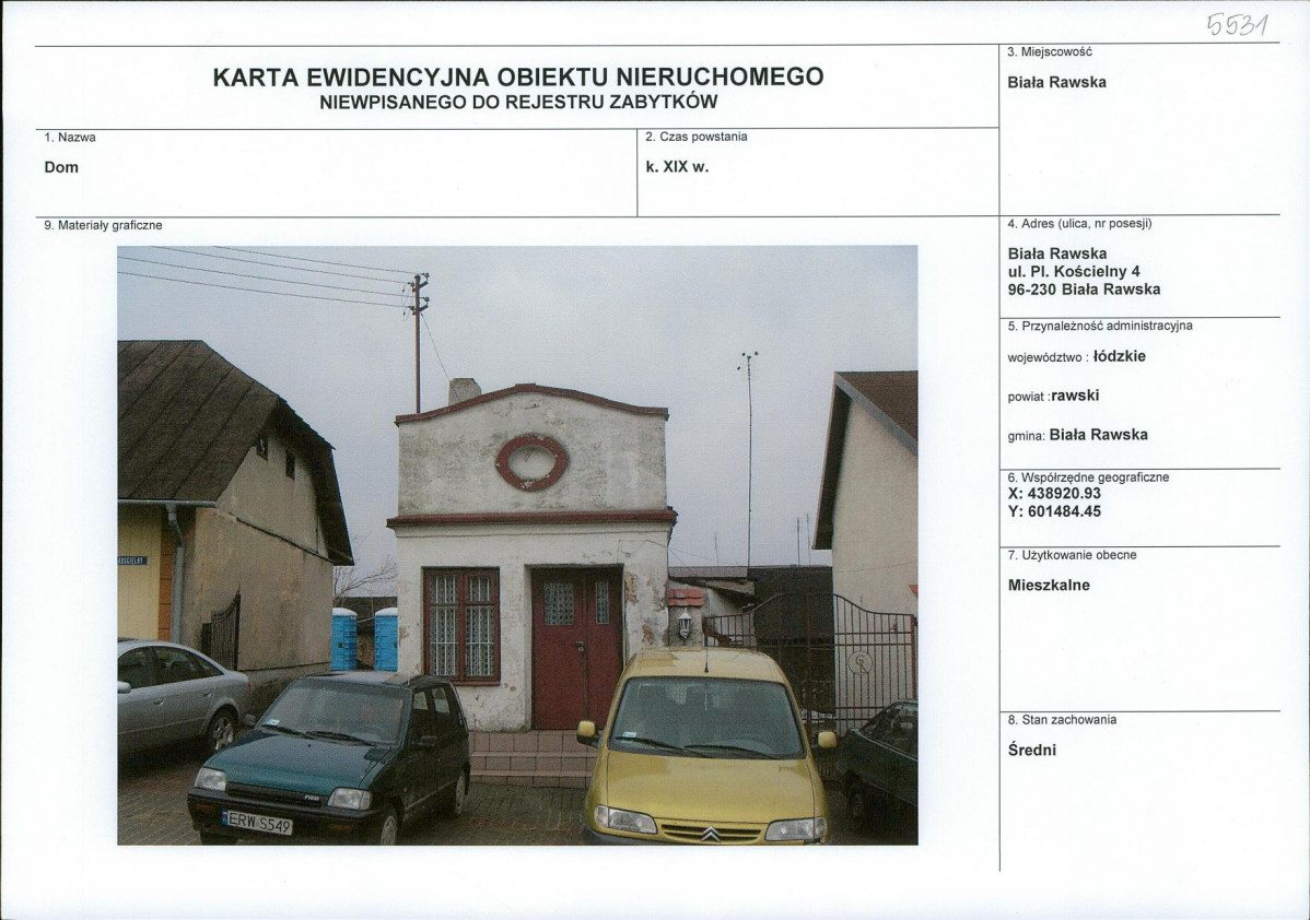 Karta obiektu niewpisanego do rejestru, skan nr 1