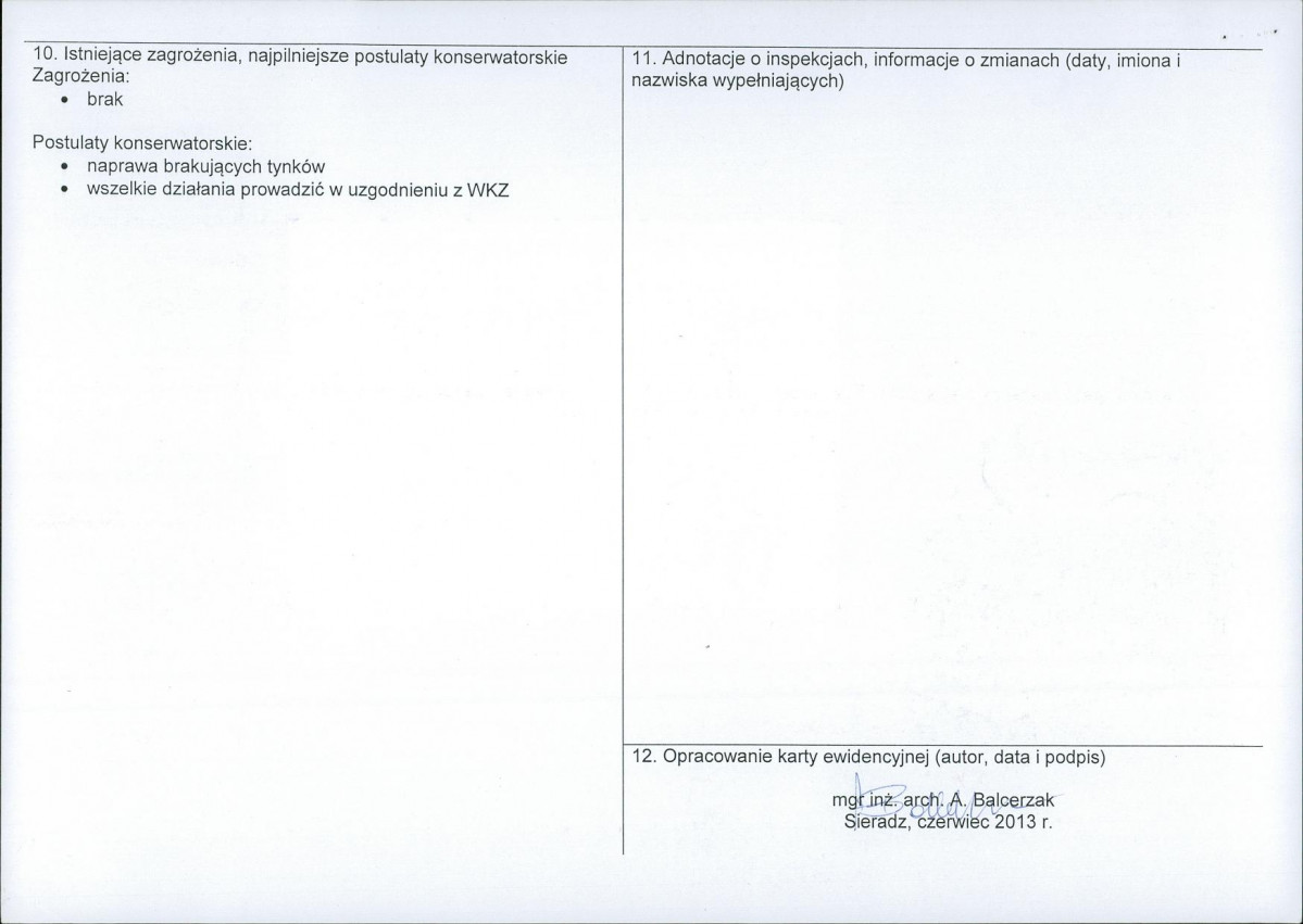 Karta obiektu niewpisanego do rejestru, skan nr 2
