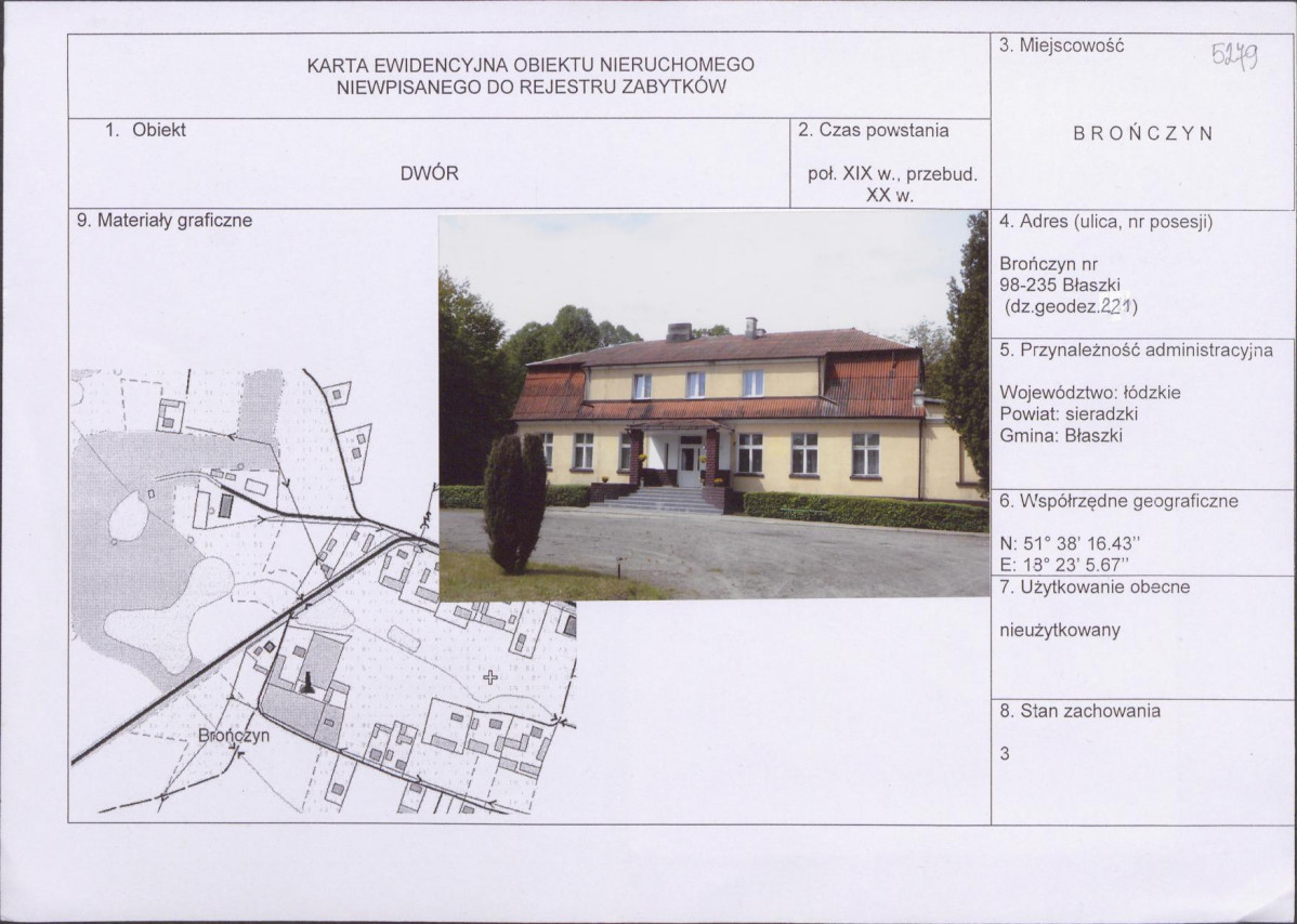 Karta obiektu niewpisanego do rejestru, skan nr 1
