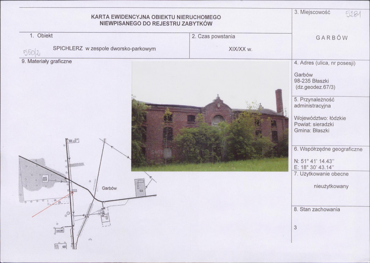 Karta obiektu niewpisanego do rejestru, skan nr 1