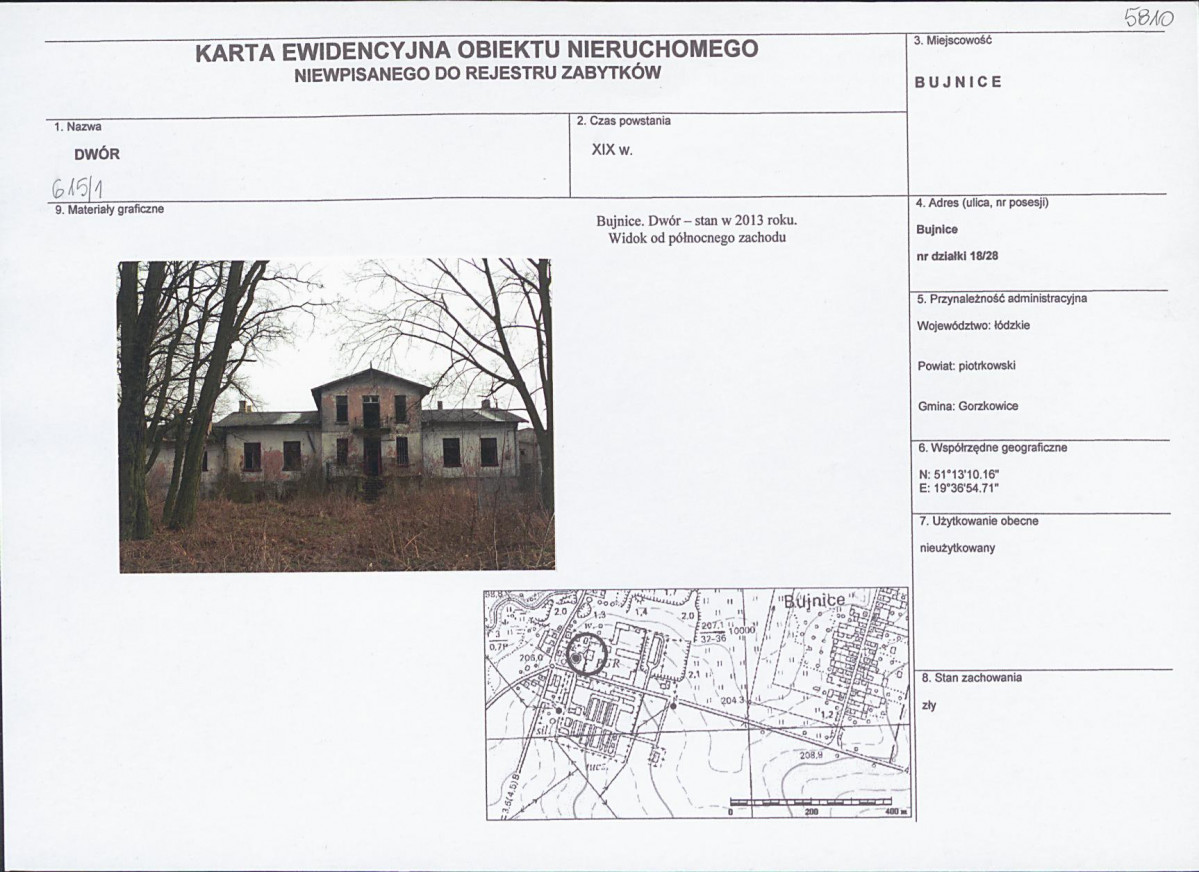 Karta obiektu niewpisanego do rejestru, skan nr 1