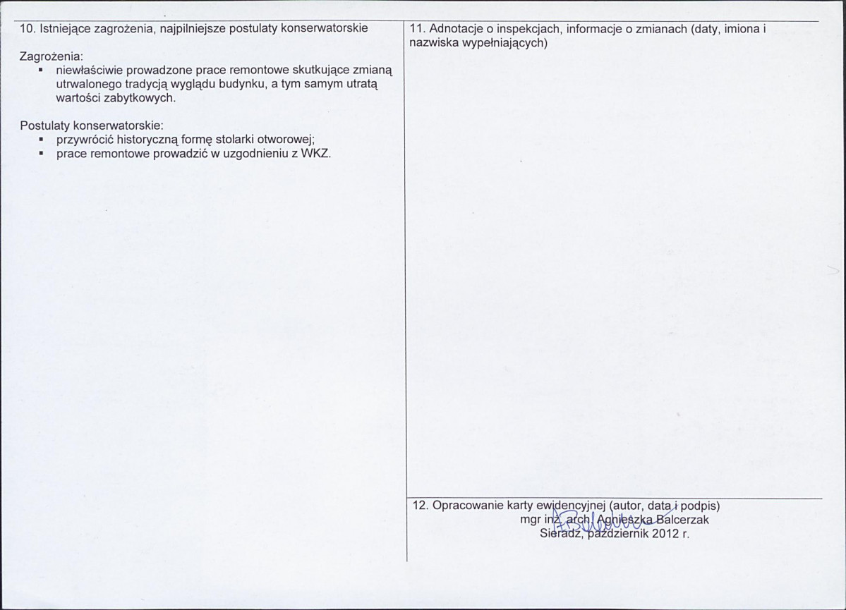 Karta obiektu niewpisanego do rejestru, skan nr 2