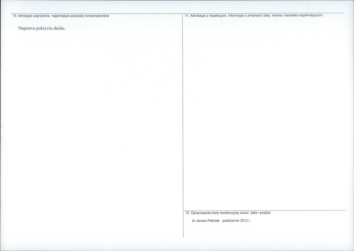 Karta obiektu niewpisanego do rejestru, skan nr 2