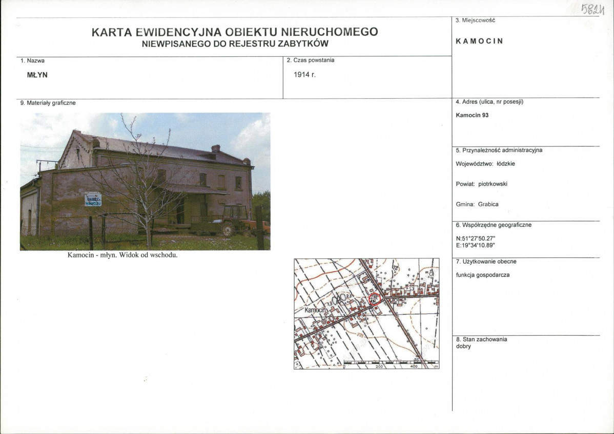 Karta obiektu niewpisanego do rejestru, skan nr 1