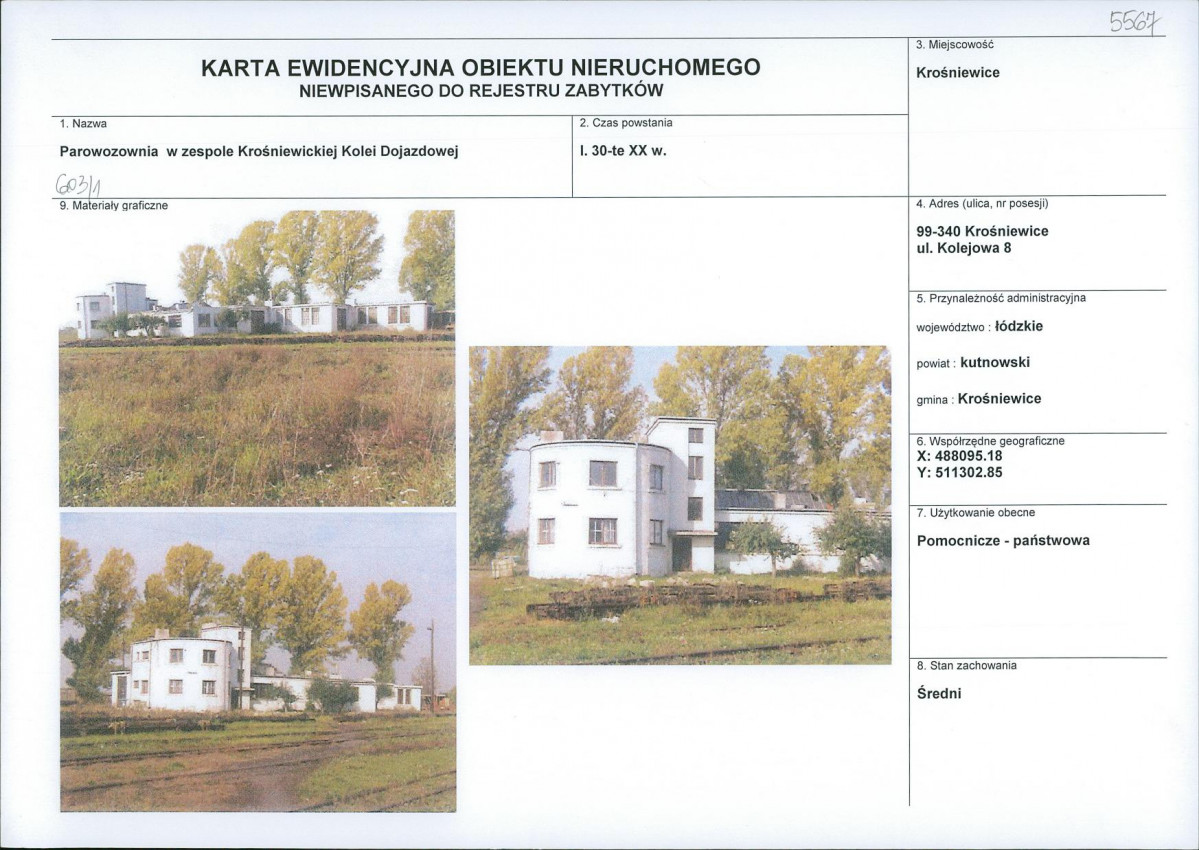 Karta obiektu niewpisanego do rejestru, skan nr 1