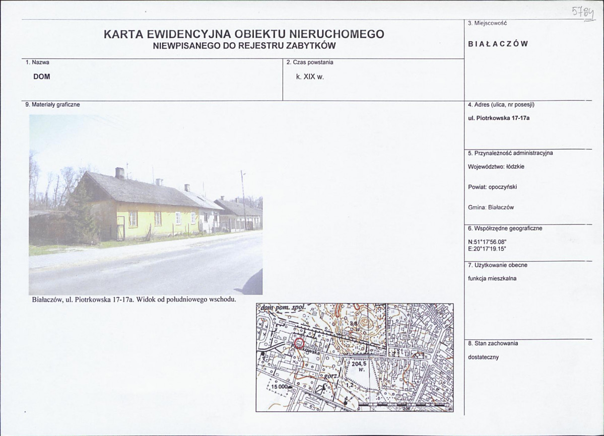 Karta obiektu niewpisanego do rejestru, skan nr 1