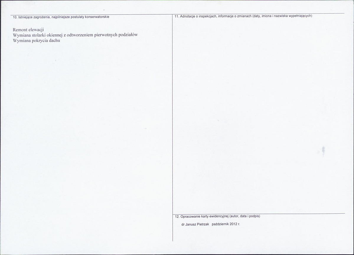 Karta obiektu niewpisanego do rejestru, skan nr 2
