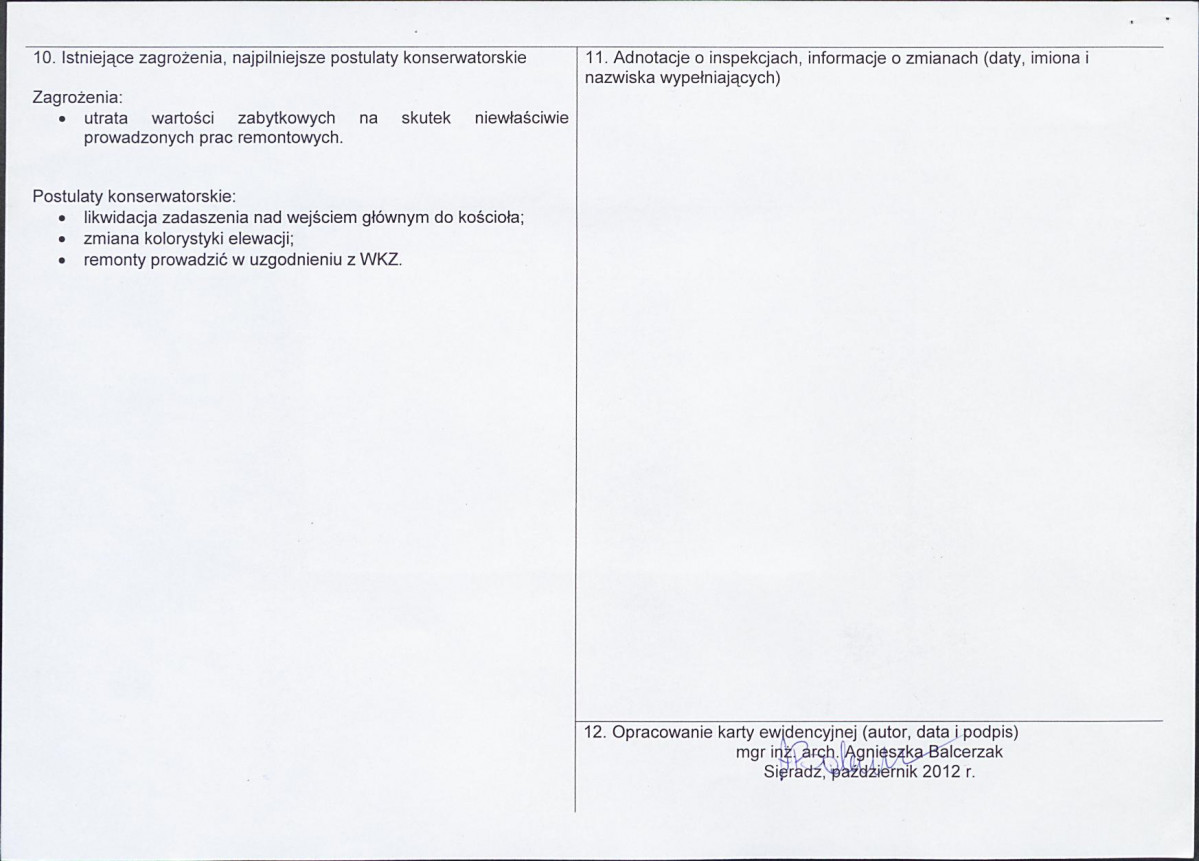 KEZN - Karta obiektu niewpisanego do rejestru, skan nr 2
