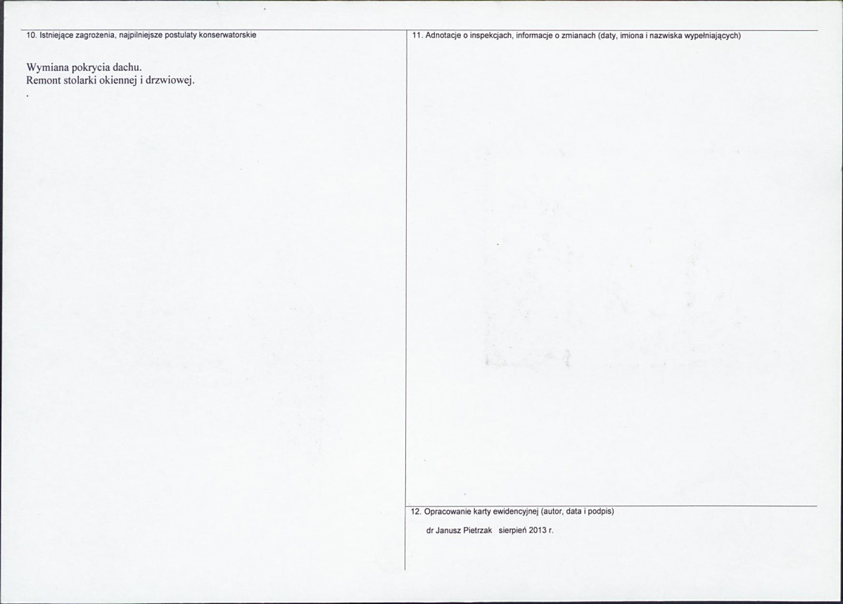 Karta obiektu niewpisanego do rejestru, skan nr 2