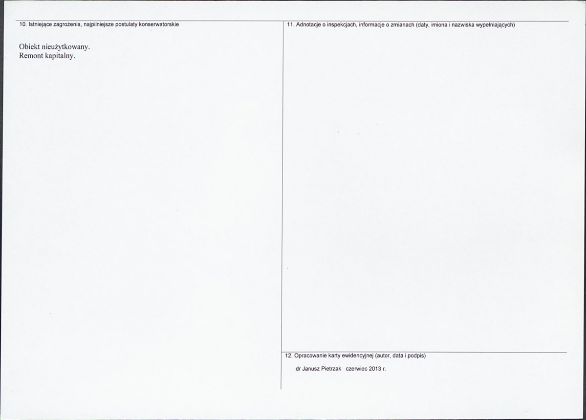 Karta obiektu niewpisanego do rejestru, skan nr 2