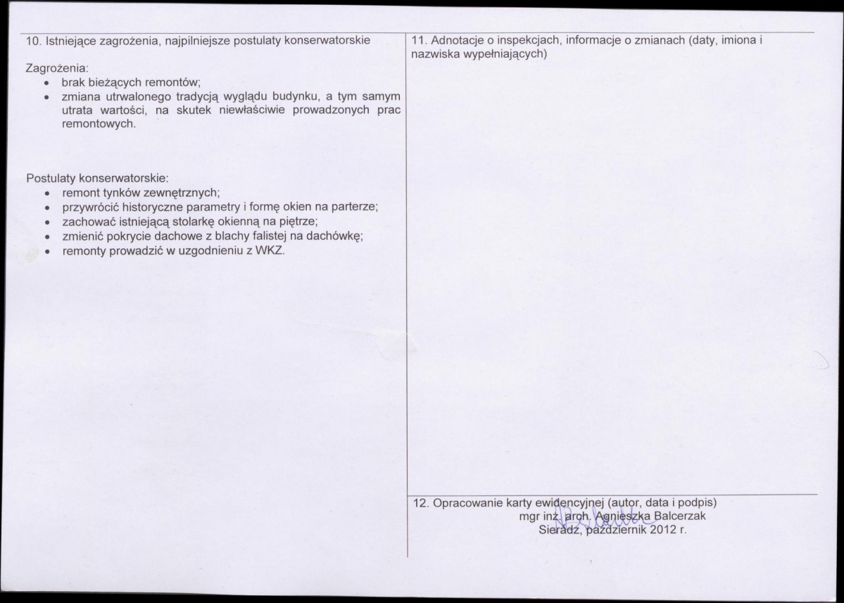 Karta obiektu niewpisanego do rejestru, skan nr 2